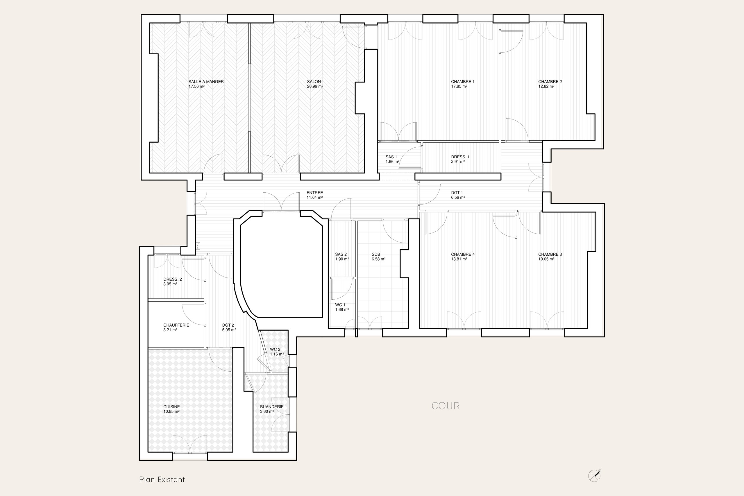 Oïkos Architectes — Appartement Neuilly — plan existant