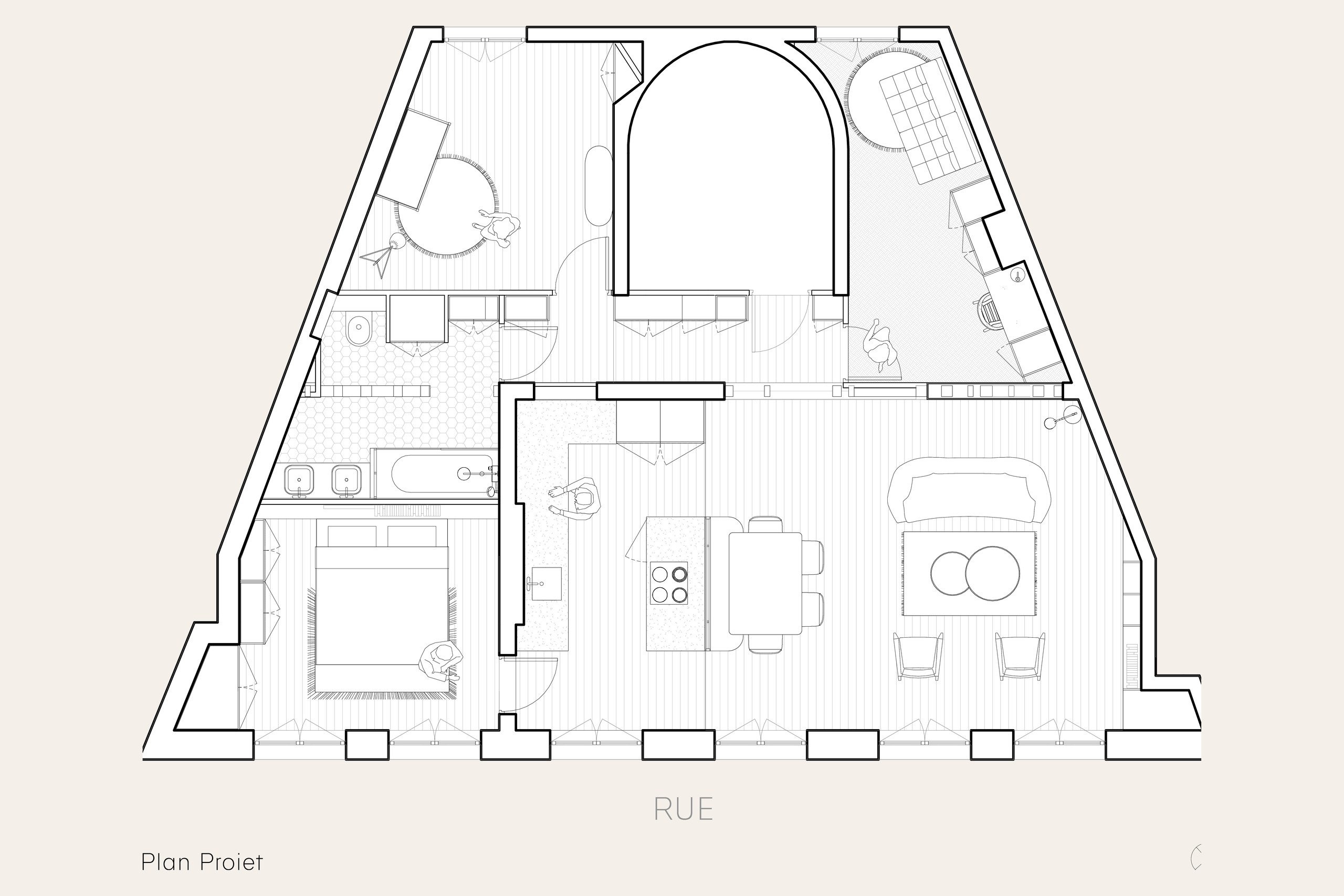 Oïkos Architectes — Appartement Sabin — plan projet