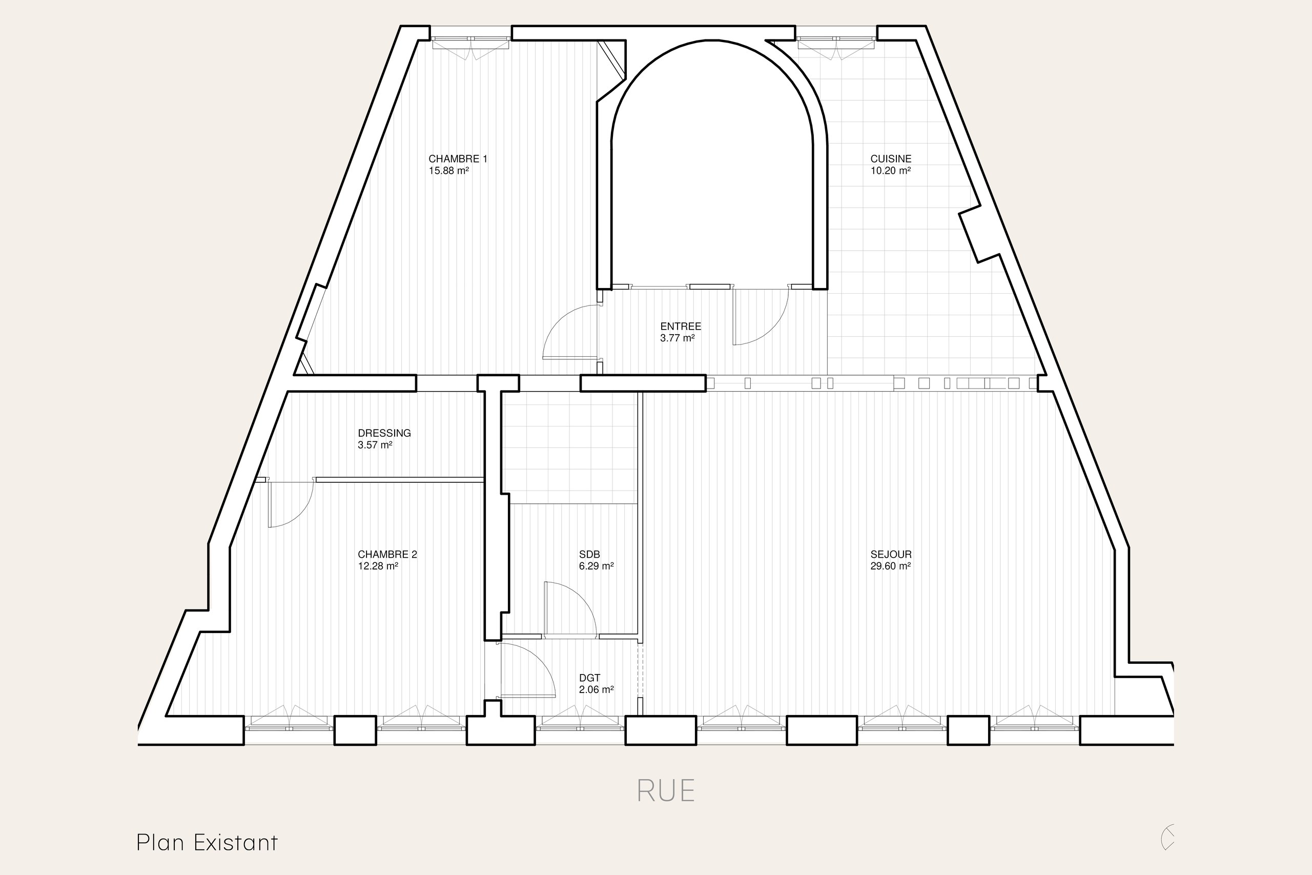 Oïkos Architectes — Appartement Sabin — plan existant