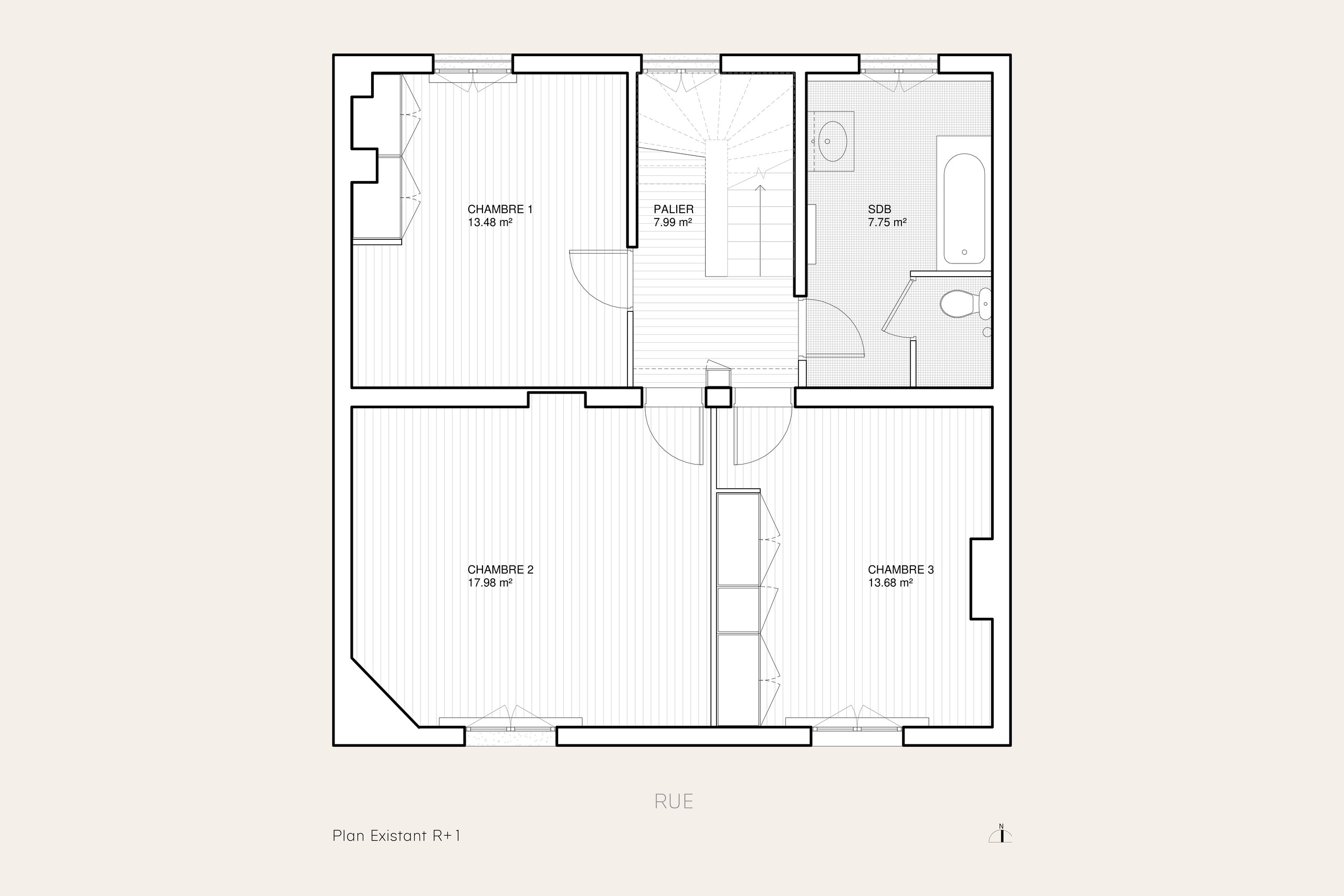 Oïkos Architectes — Maison Le Pré — plan R+1 existant