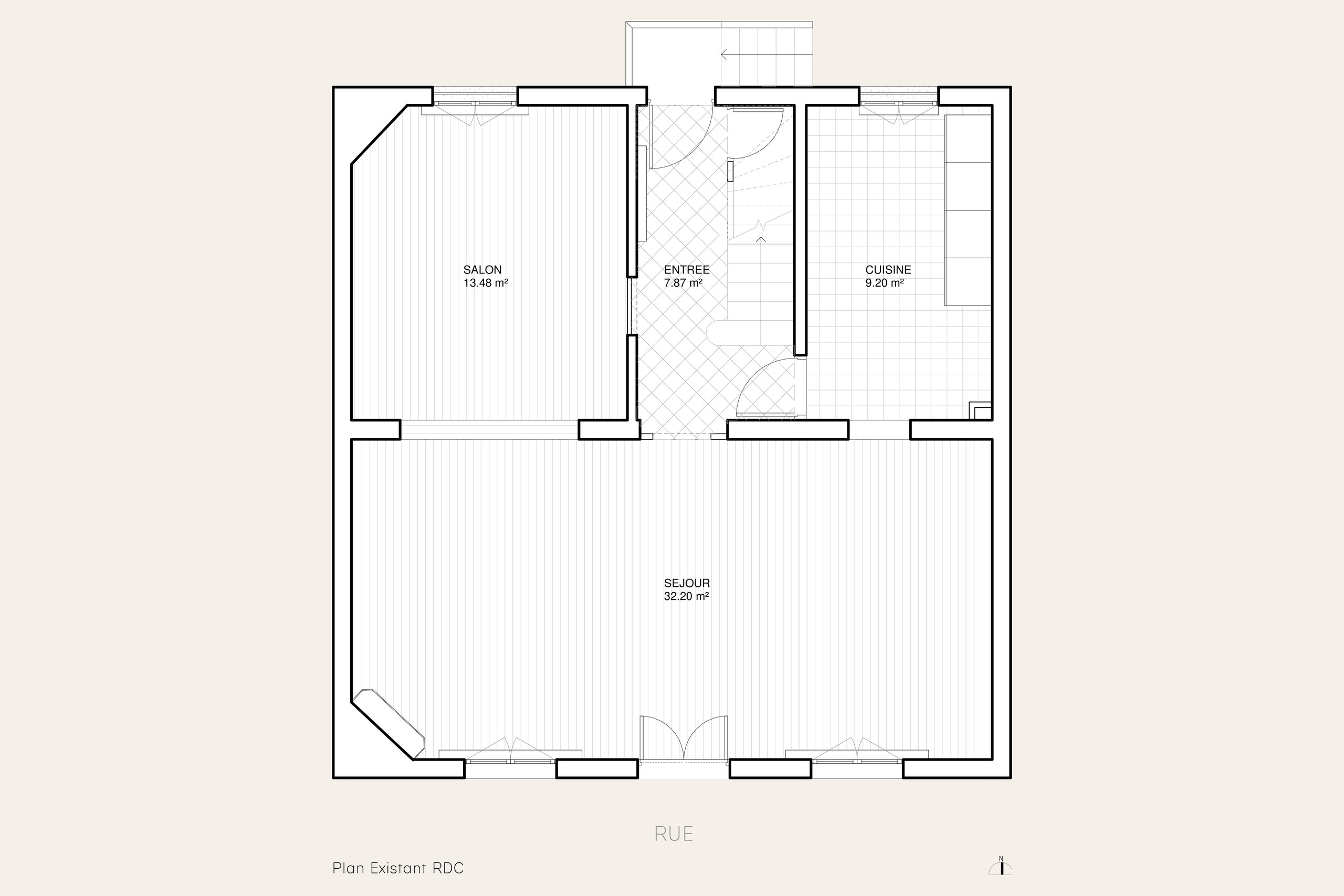 Oïkos Architectes — Maison Le Pré — plan rez-de-chaussée existant