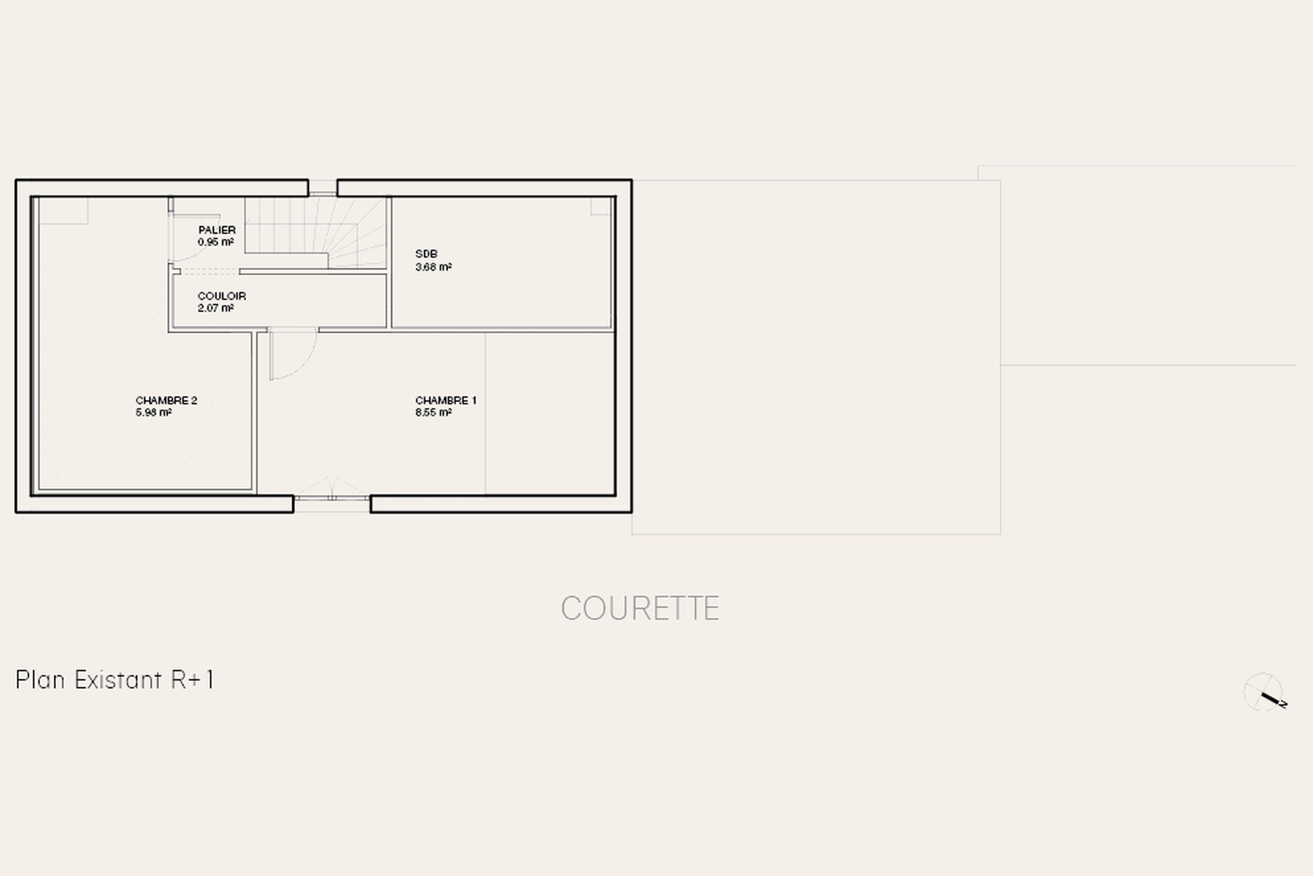 Oïkos Architectes — Maison Colombes — plan R+1 existant