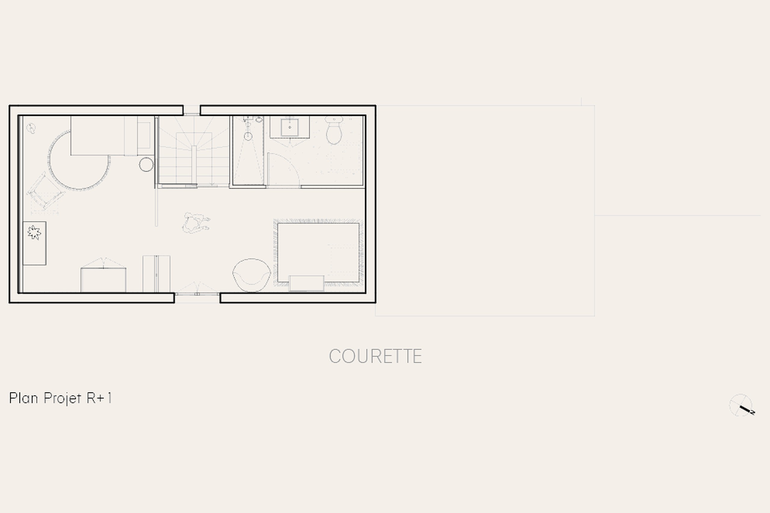 Oïkos Architectes — Maison Colombes — plan R+1 projet