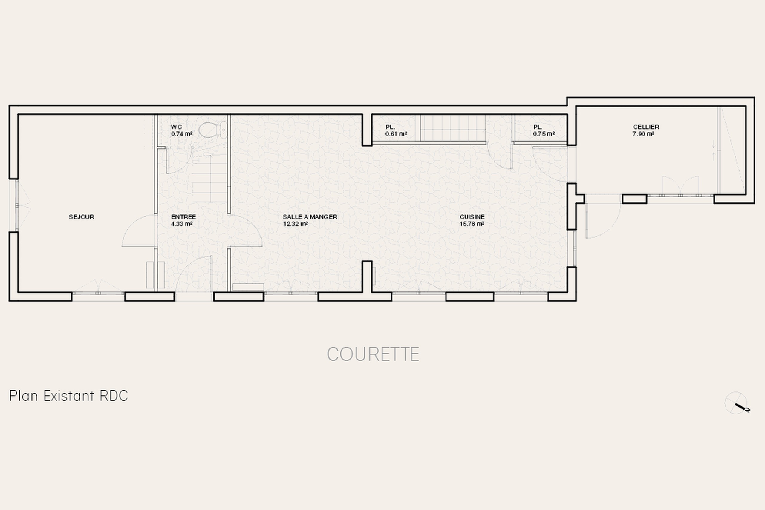 Oïkos Architectes — Maison Colombes — plan RDC existant