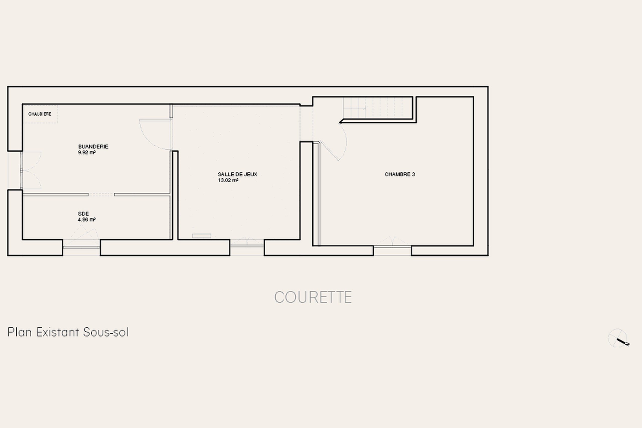 Oïkos Architectes — Maison Colombes — plan sous-sol existant
