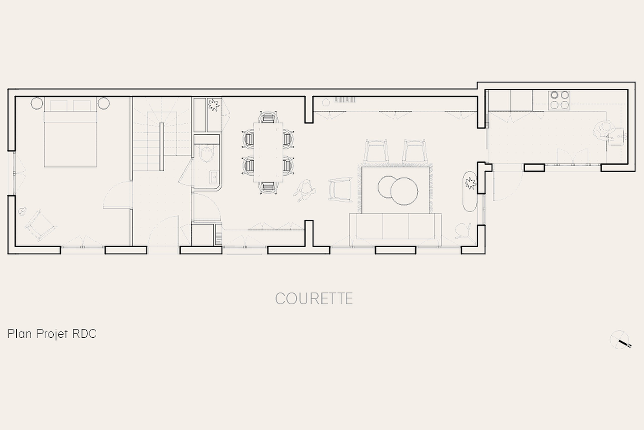 Oïkos Architectes — Maison Colombes — plan RDC projet