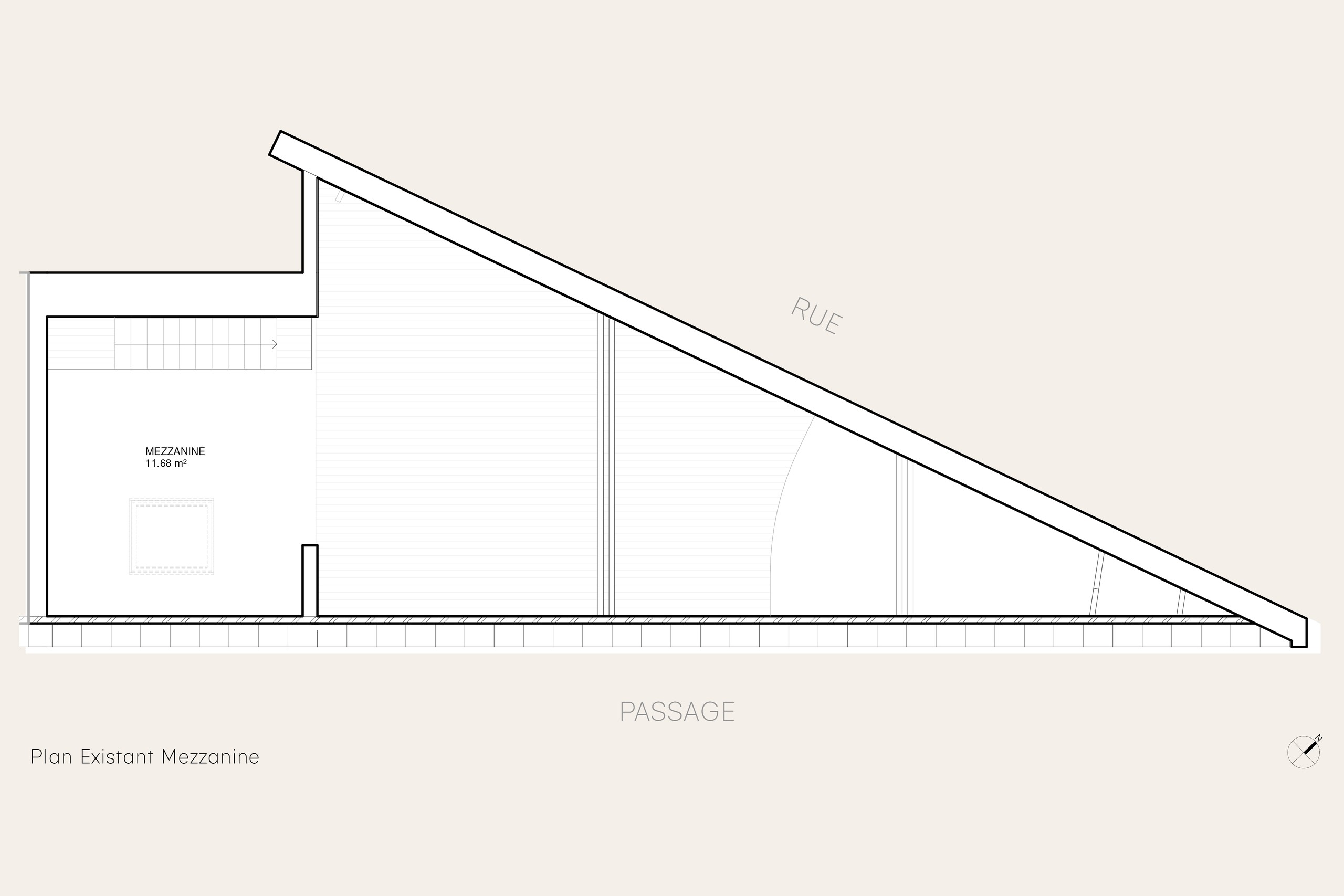 Oïkos Architectes — Appartement Cloÿs — plan mezzanine existant
