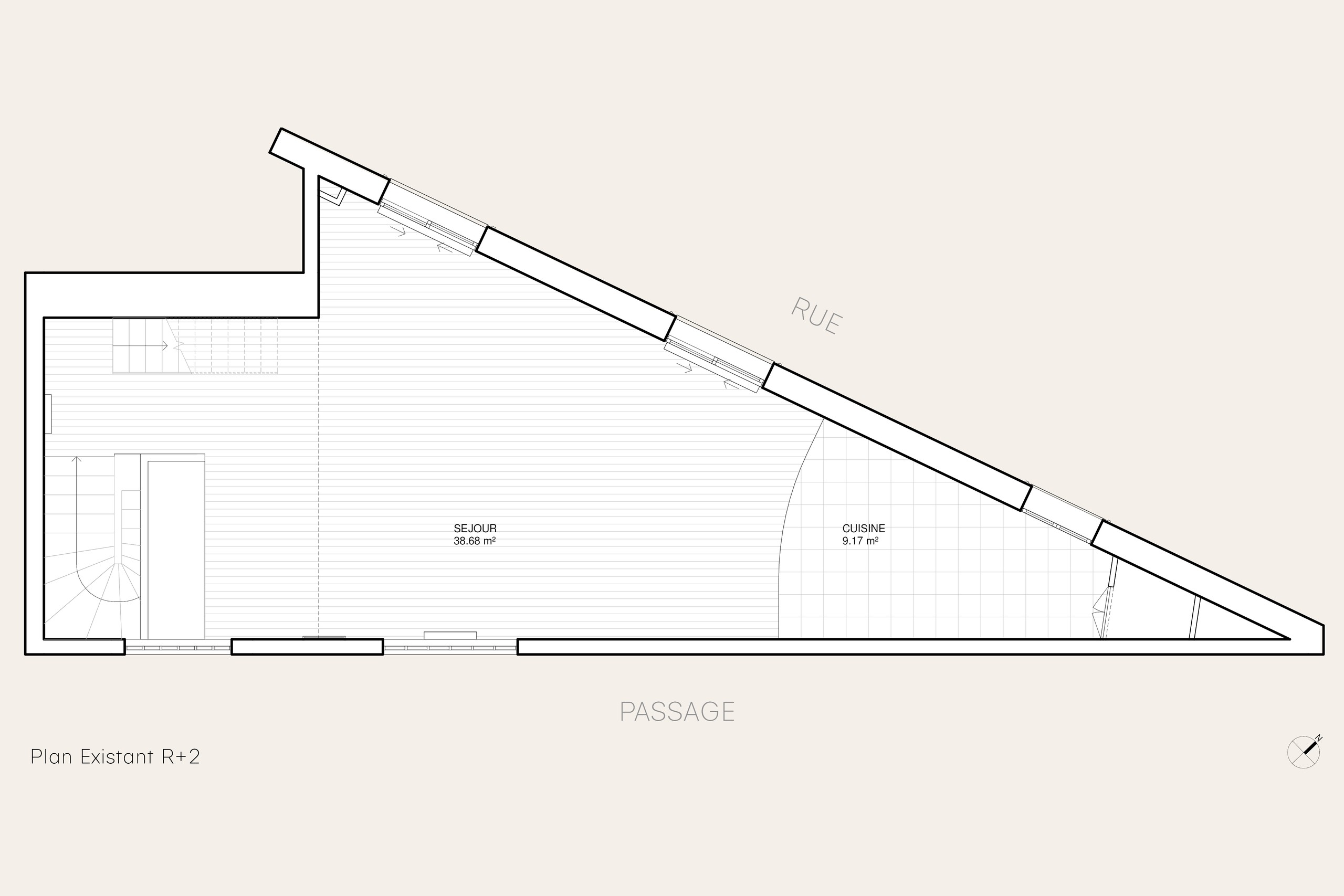 Oïkos Architectes — Appartement Cloÿs — plan R+2 existant