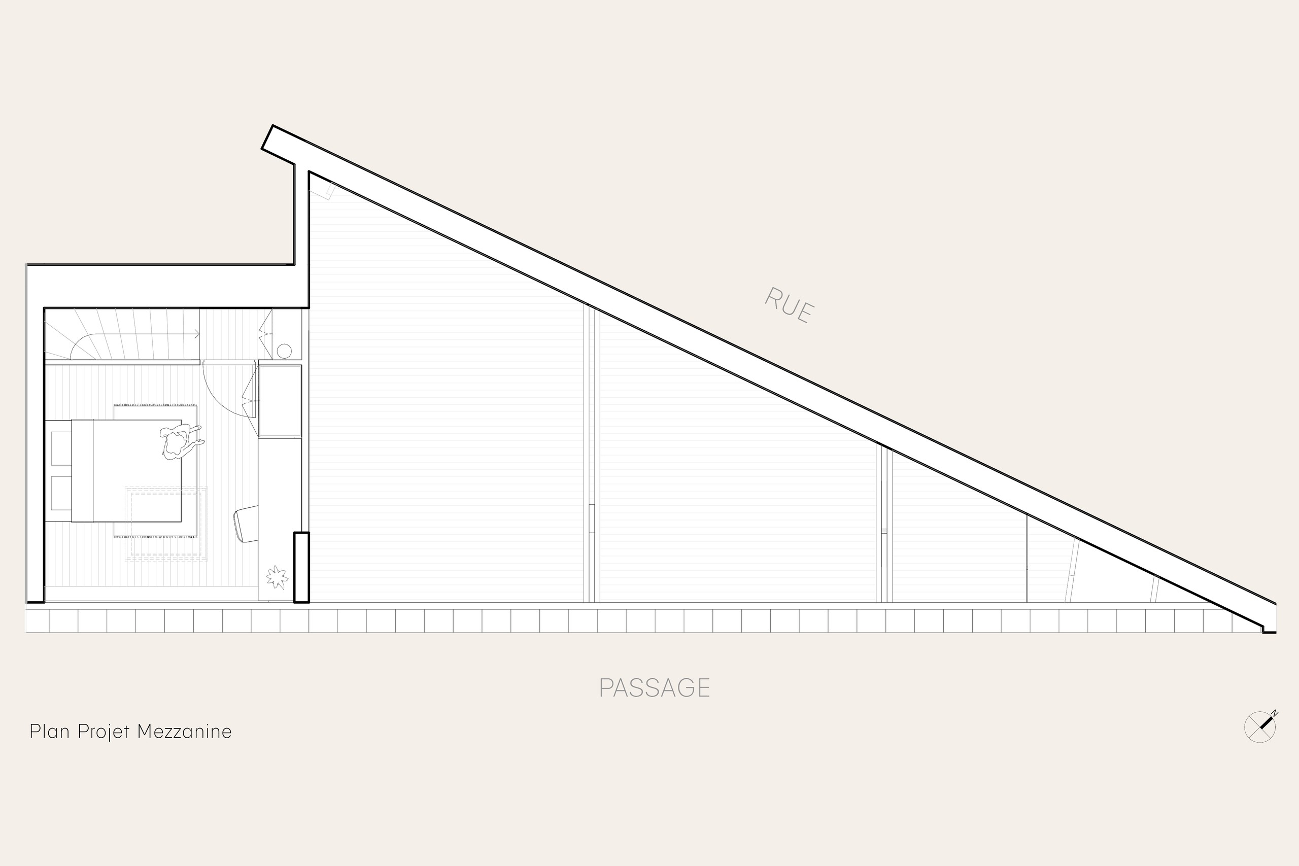 Oïkos Architectes — Appartement Cloÿs — plan mezzanine projet
