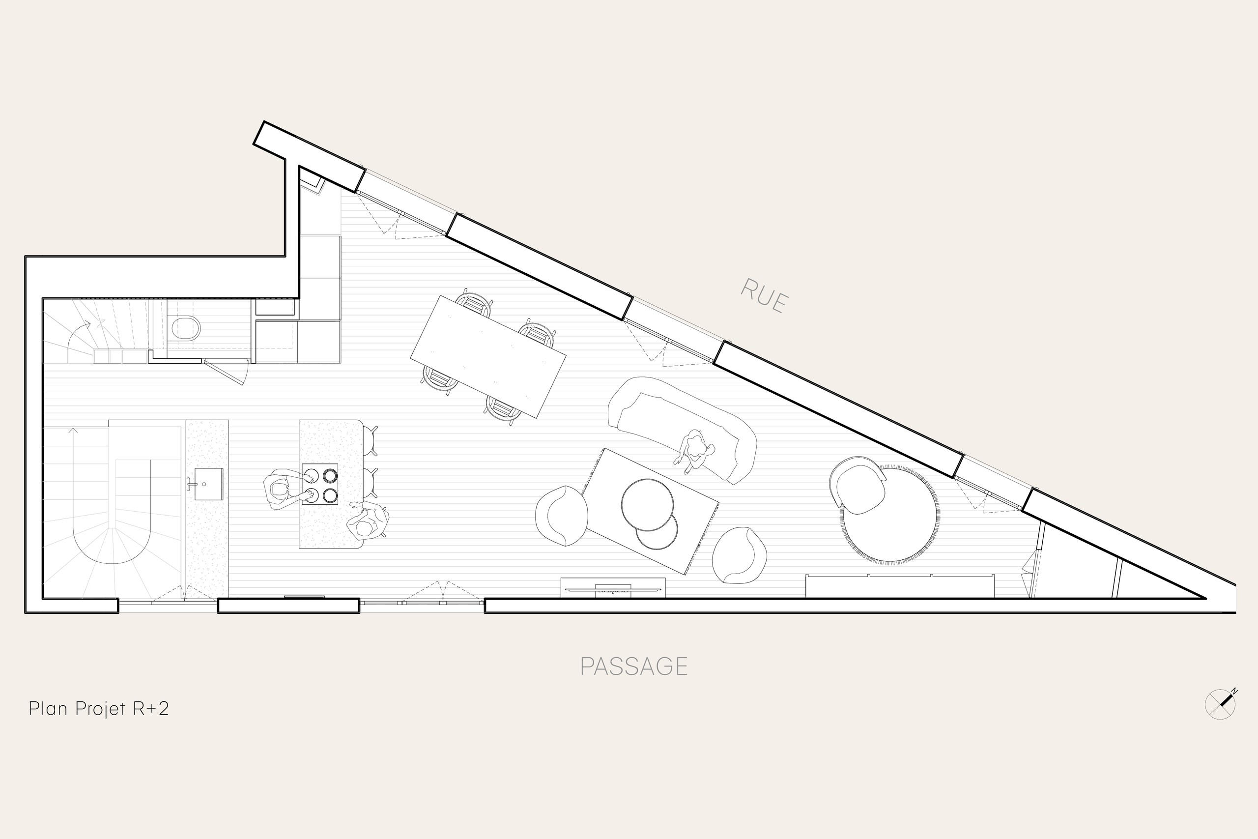 Oïkos Architectes — Appartement Cloÿs — plan R+2 projet