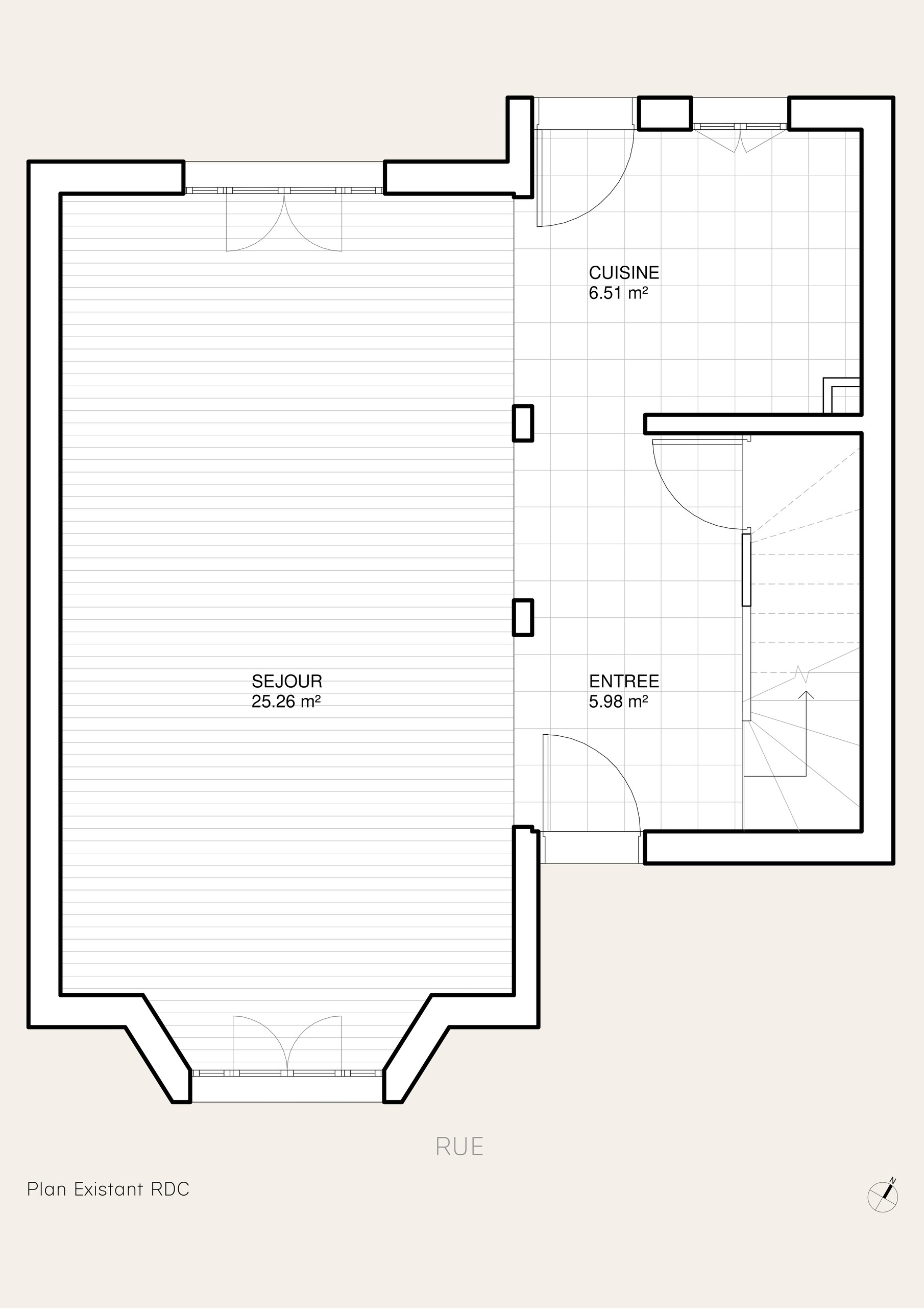 Oïkos Architectes — Maison Bécon — plan rez-de-chaussée existant