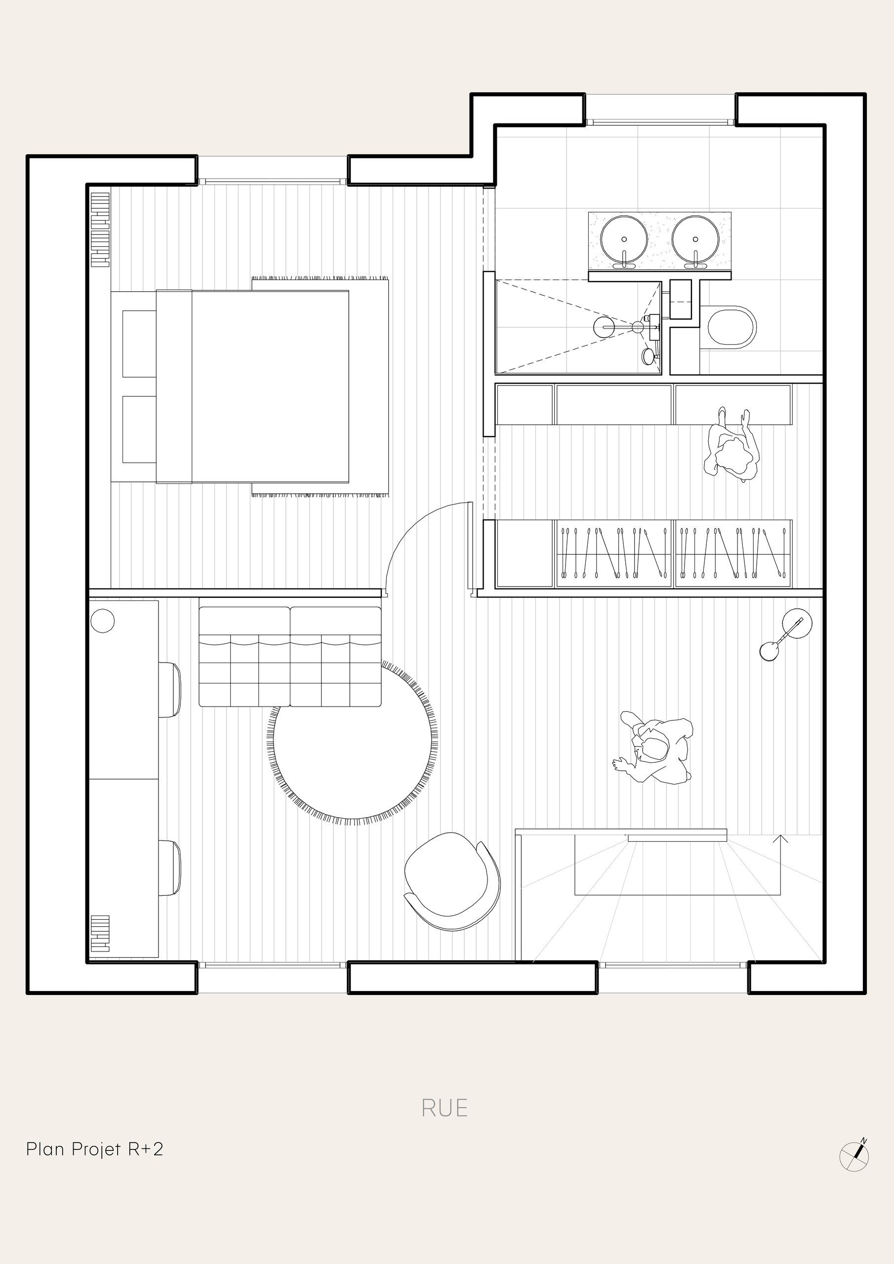 Oïkos Architectes — Maison Bécon — plan combles projet