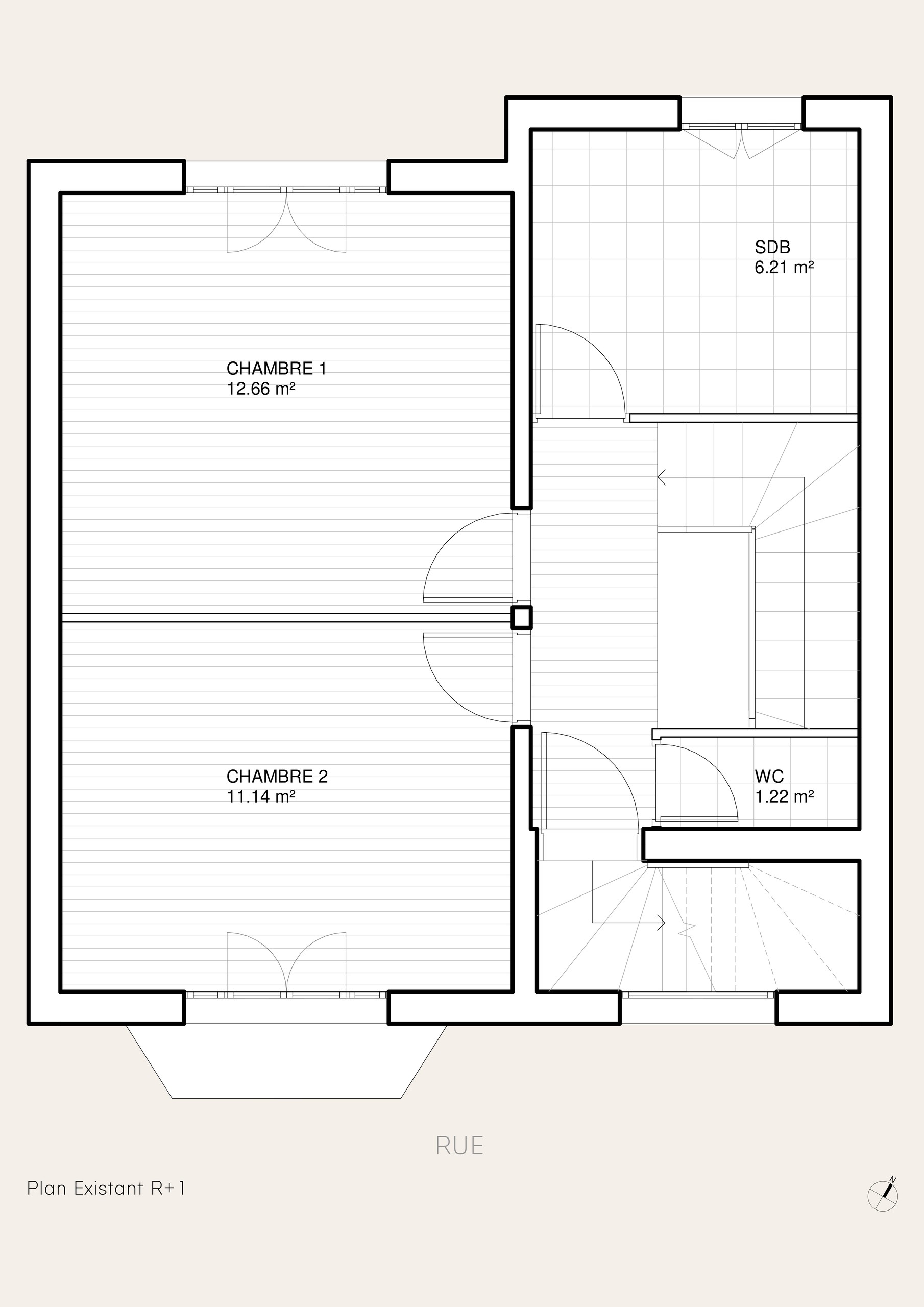 Oïkos Architectes — Maison Bécon — plan R+1 existant