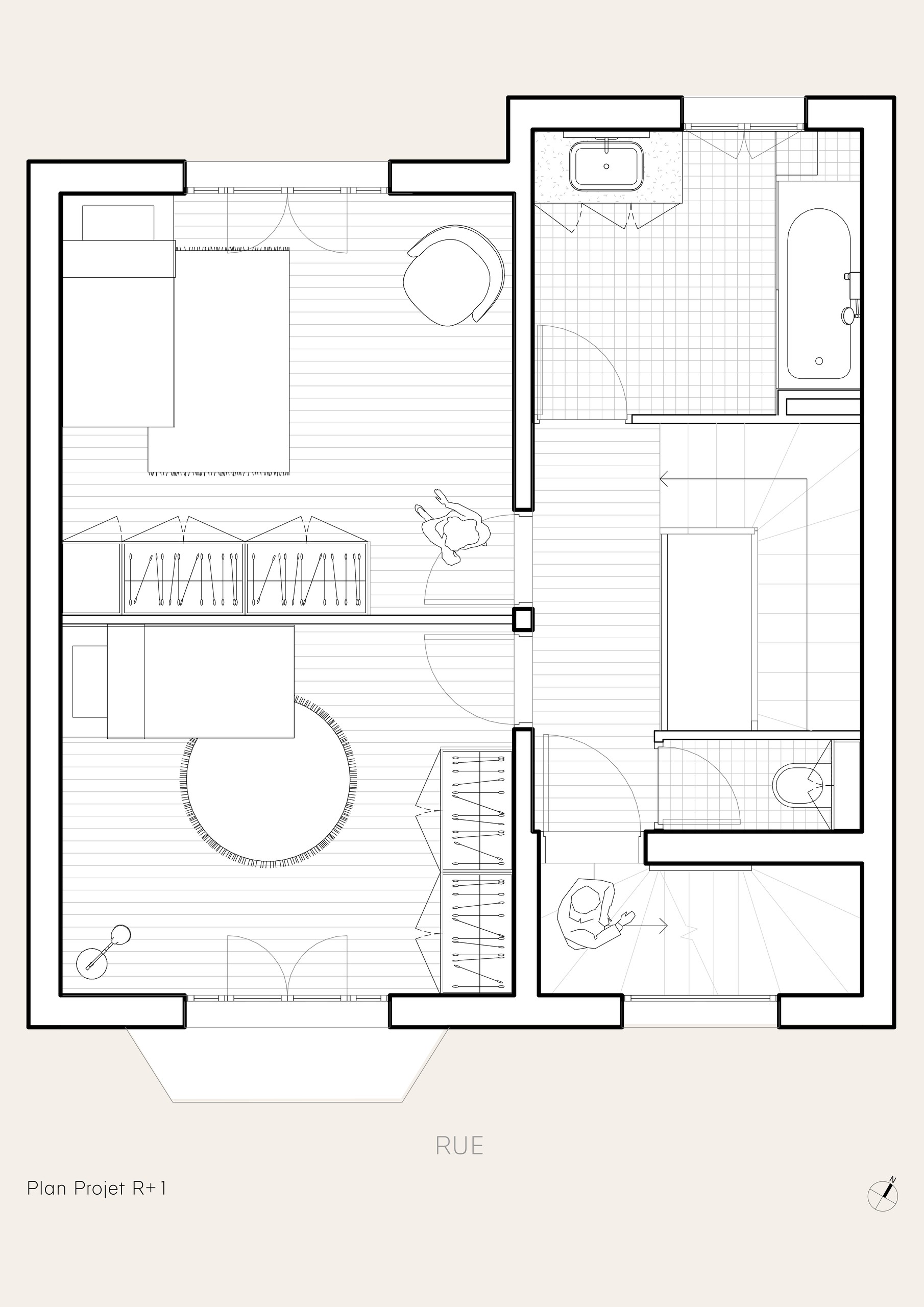 Oïkos Architectes — Maison Bécon — plan R+1 projet