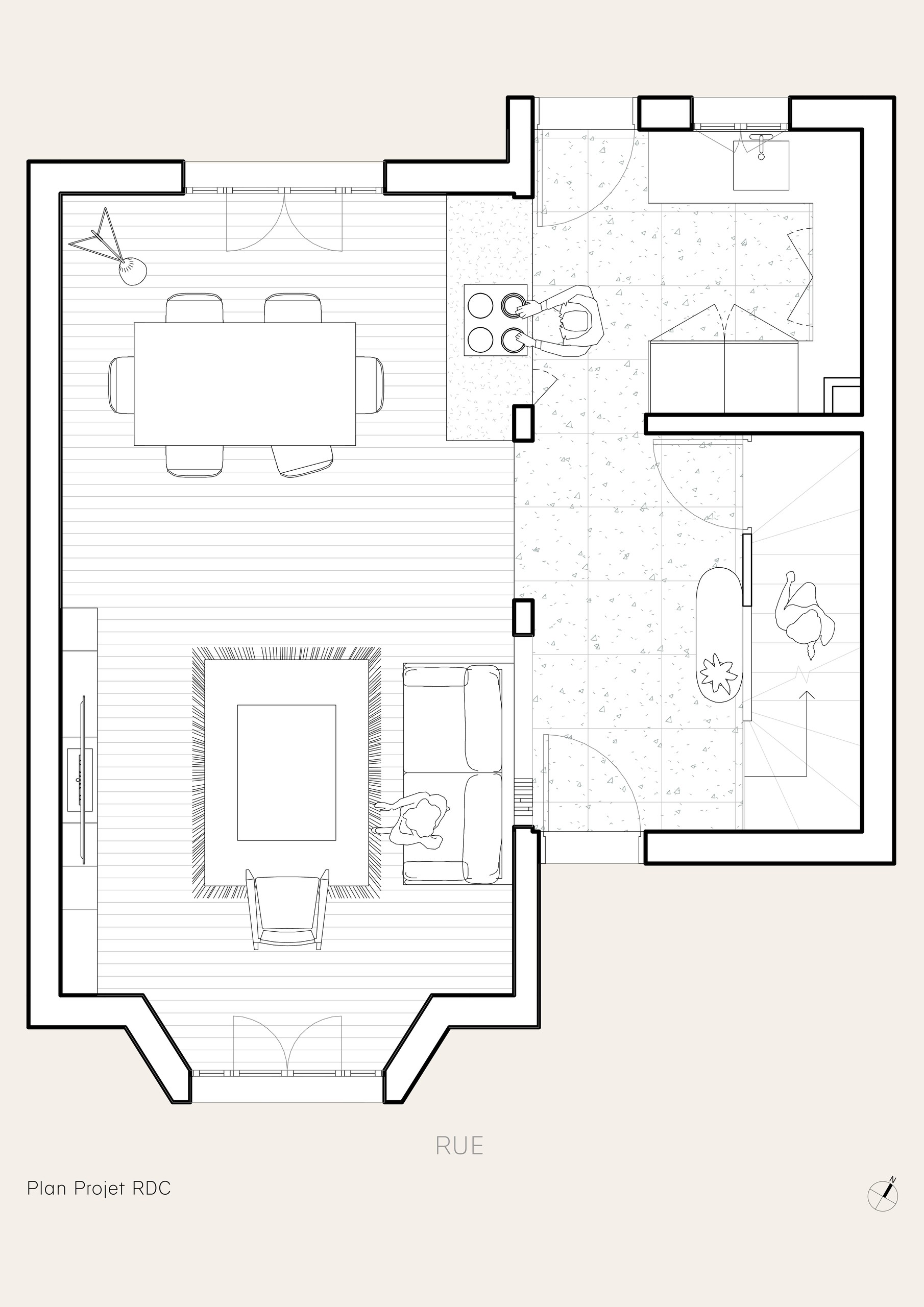 Oïkos Architectes — Maison Bécon — plan rez-de-chaussée projet
