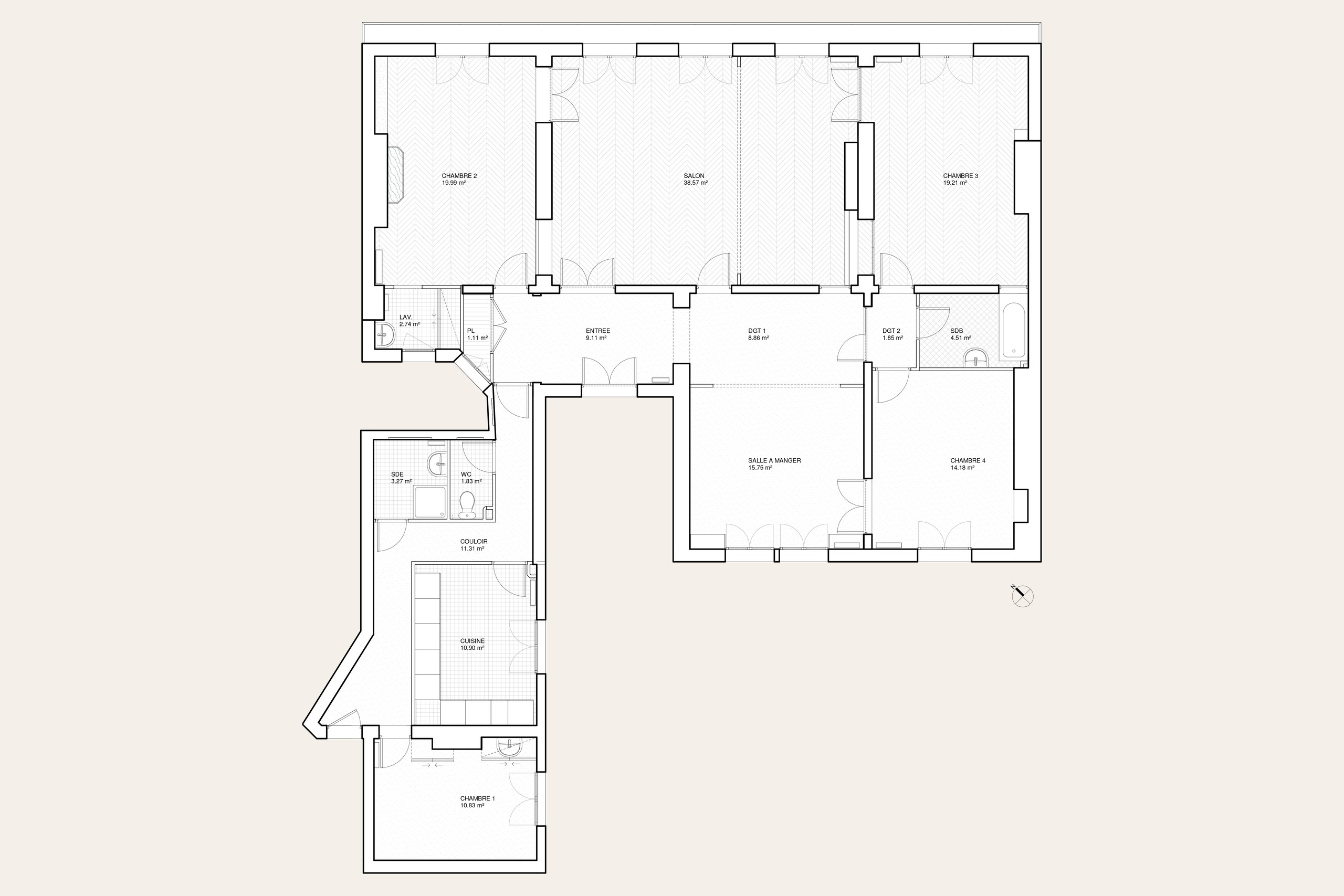 Oïkos Architectes — Appartement Villiers — plan existant