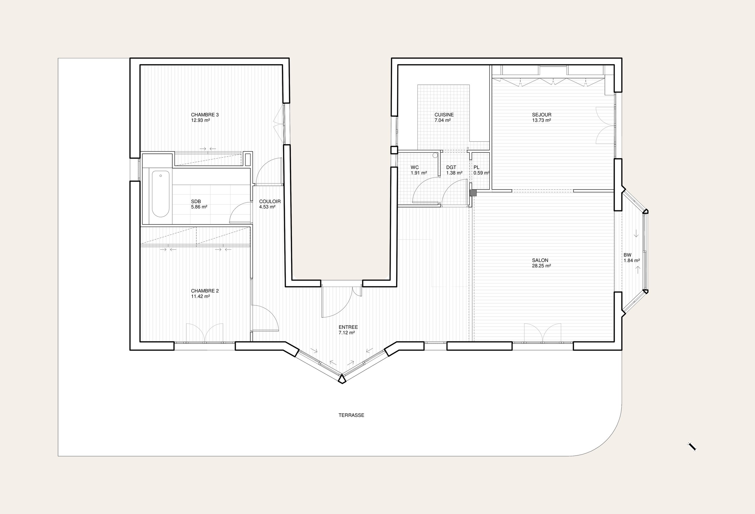 Oïkos Architectes — Appartement Garenne — plan existant