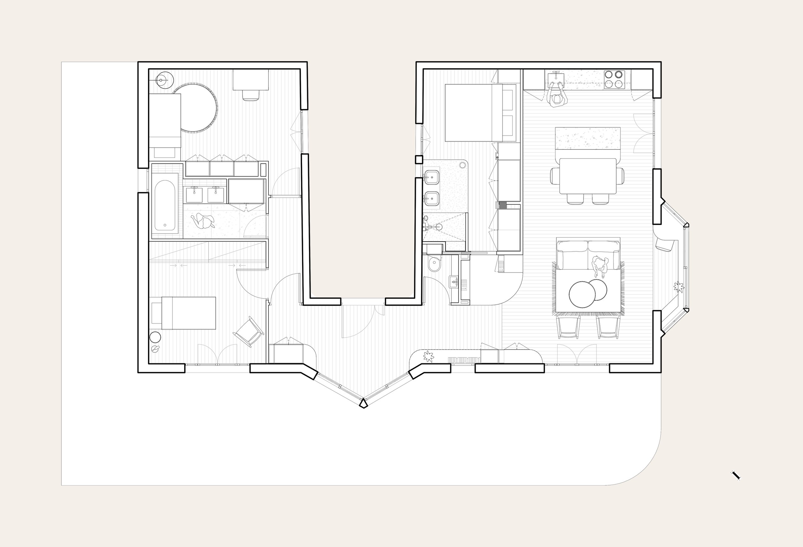 Oïkos Architectes — Appartement Garenne — plan projet