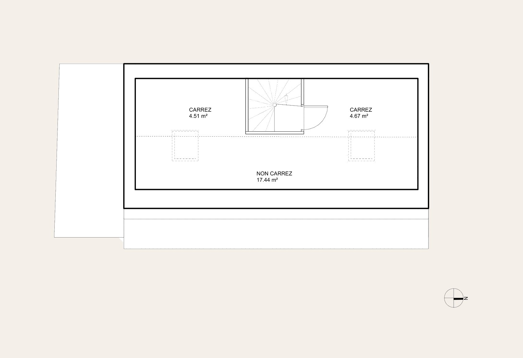 Oïkos Architectes — Surélévation et rénovation d'une maison à Colombes — plan existant, étage sous combles