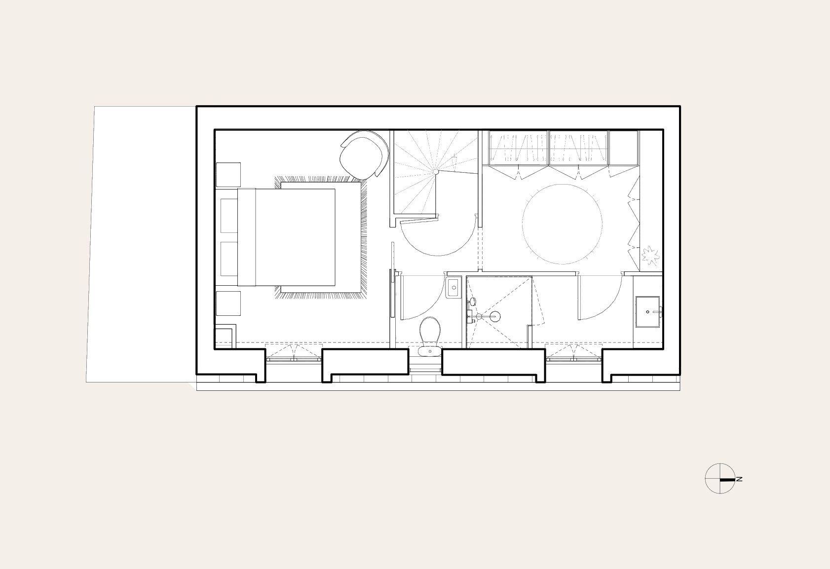 Oïkos Architectes — Surélévation et rénovation d'une maison à Colombes — plan projet, étage surélevé