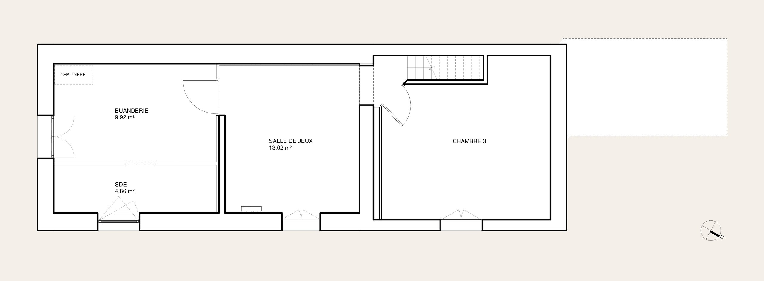 Oïkos Architectes — Maison à Colombes — plan existant, rez-de-chaussée
