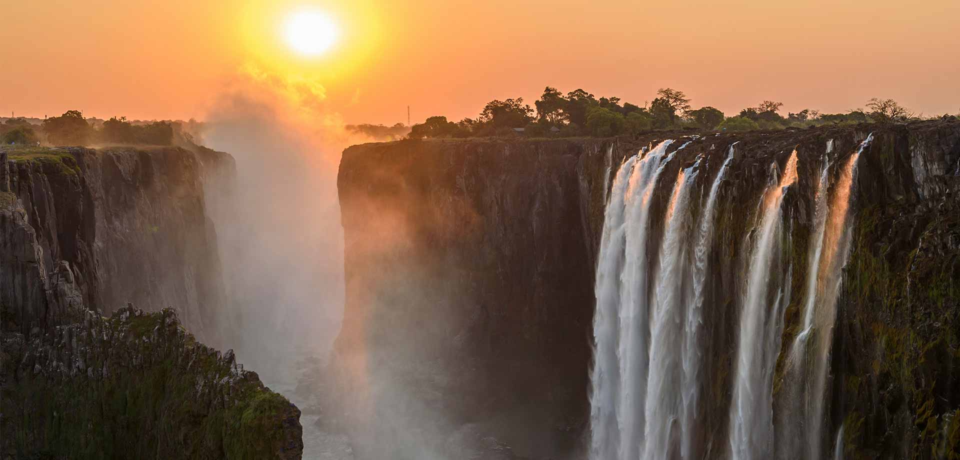 Victoria Falls at sunset