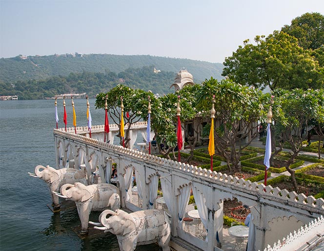 Island and lake at Udaipur, India