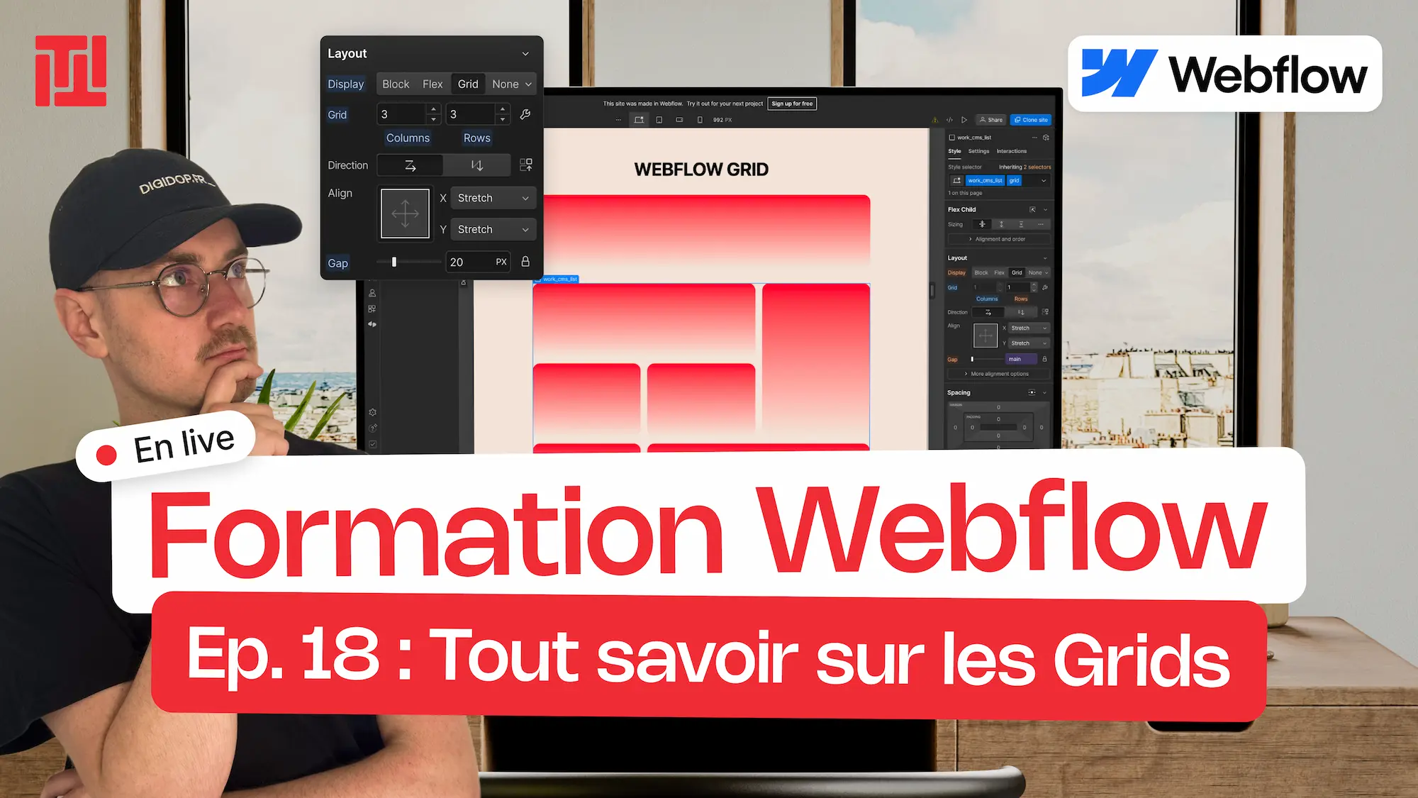 Épisode 18 : Tout savoir sur les Grids - Formation Webflow