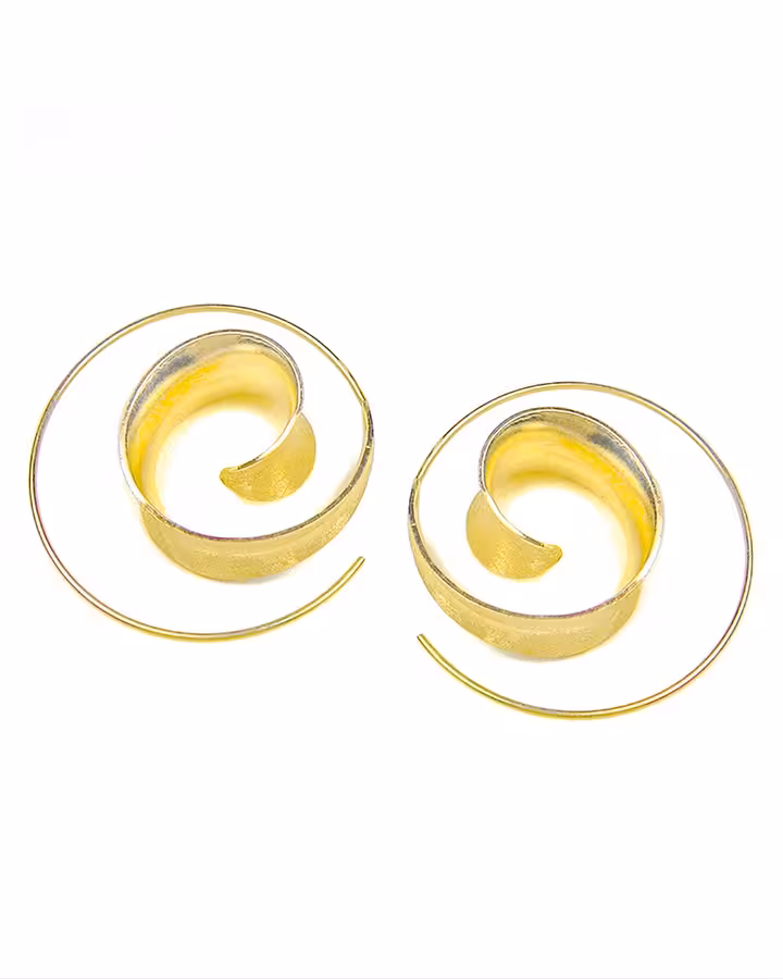 Pendientes Aro Espiral en Oro Mate, foto de producto - Joyería Cayou
