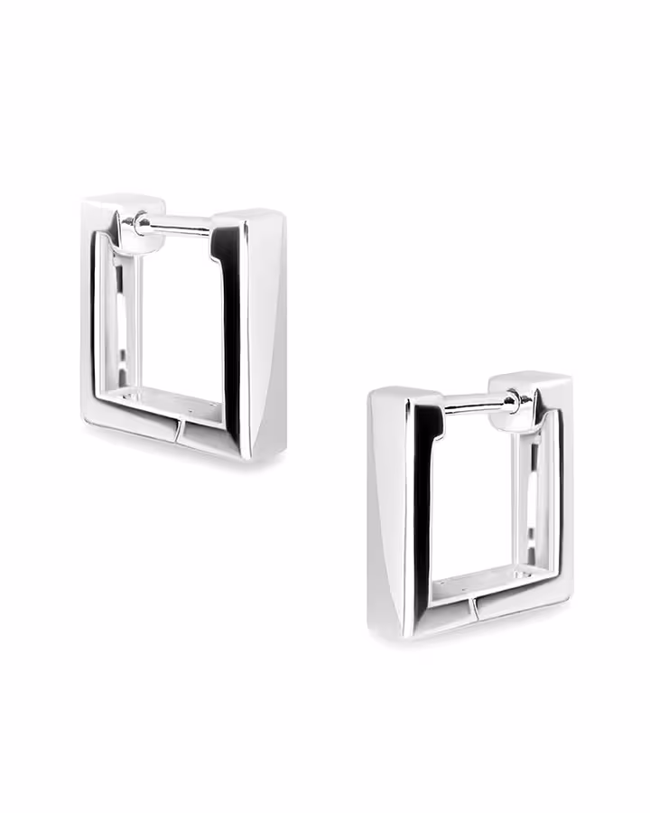 Pendientes de Aro Cuadrado en Plata, foto de producto - Joyería Cayou