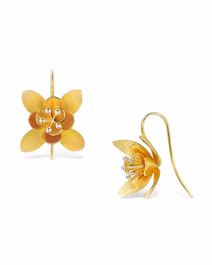 Pendientes Flor Jasmine en Oro, foto de producto - Joyería Cayou