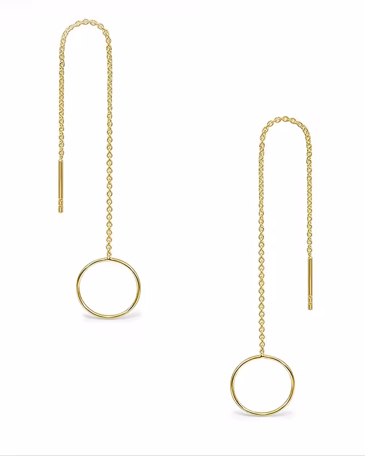 Pendiente Pasador de Círculo en Oro, foto de producto - Joyería Cayou