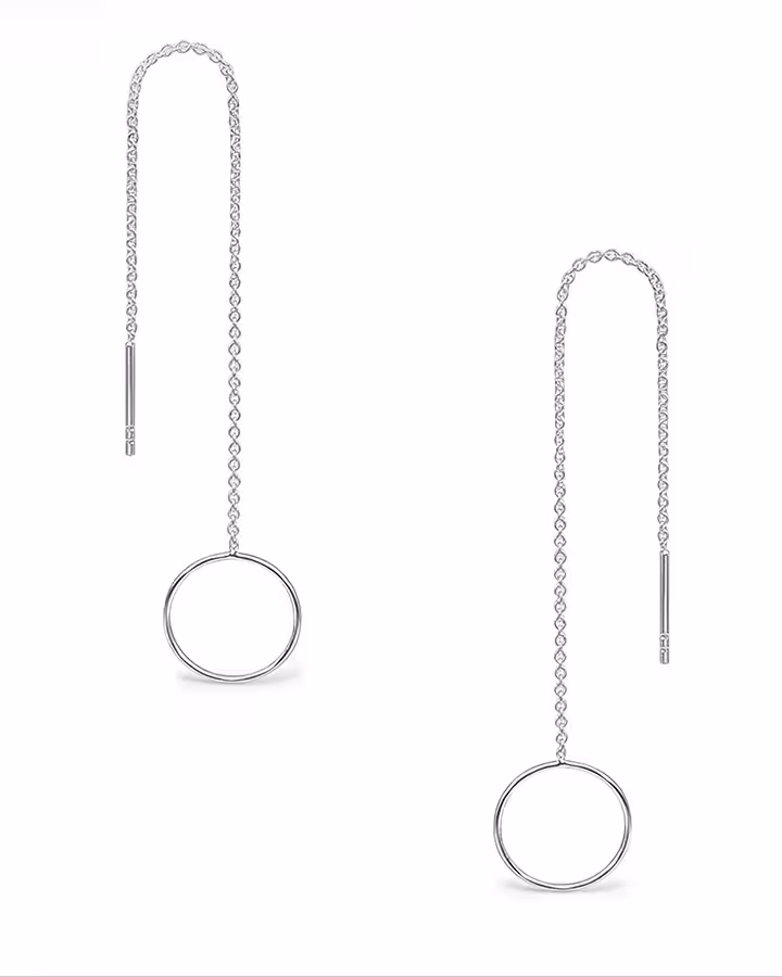 Pendientes Pasador de Círculo en Plata, foto de producto - Joyería Cayou