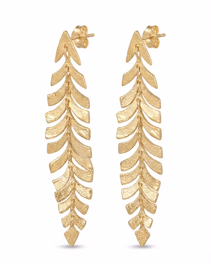 Pendientes Helecho en Oro Mate, foto de producto - Joyería Cayou