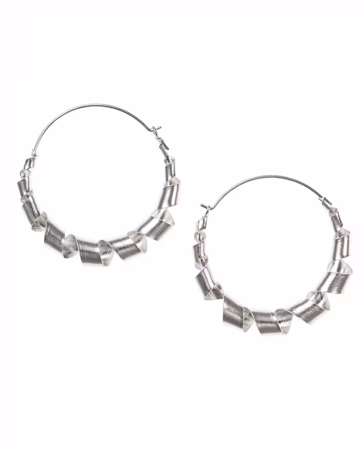 Pendientes Aro Fusilli en Plata, foto de producto - Joyería Cayou