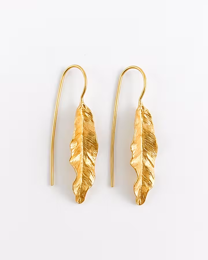 Pendientes Hoja en Oro Mate, foto de producto - Joyería Cayou