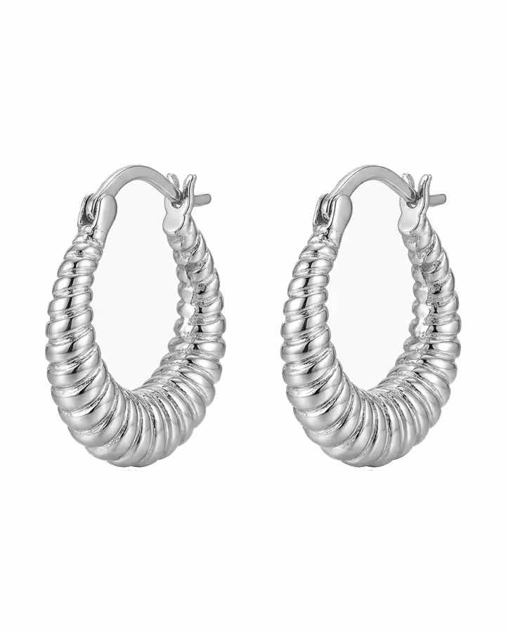 Pendientes de Aro Acanalado en Plata, foto de producto - Joyería Cayou