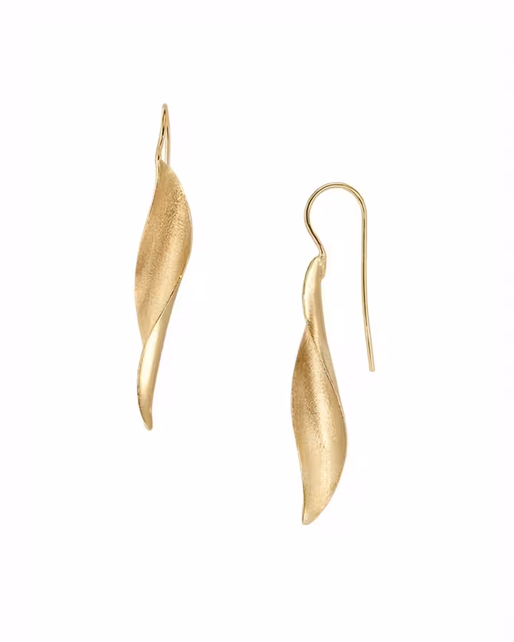 Pendientes Hoja Twist en Oro Mate, foto de producto - Joyería Cayou