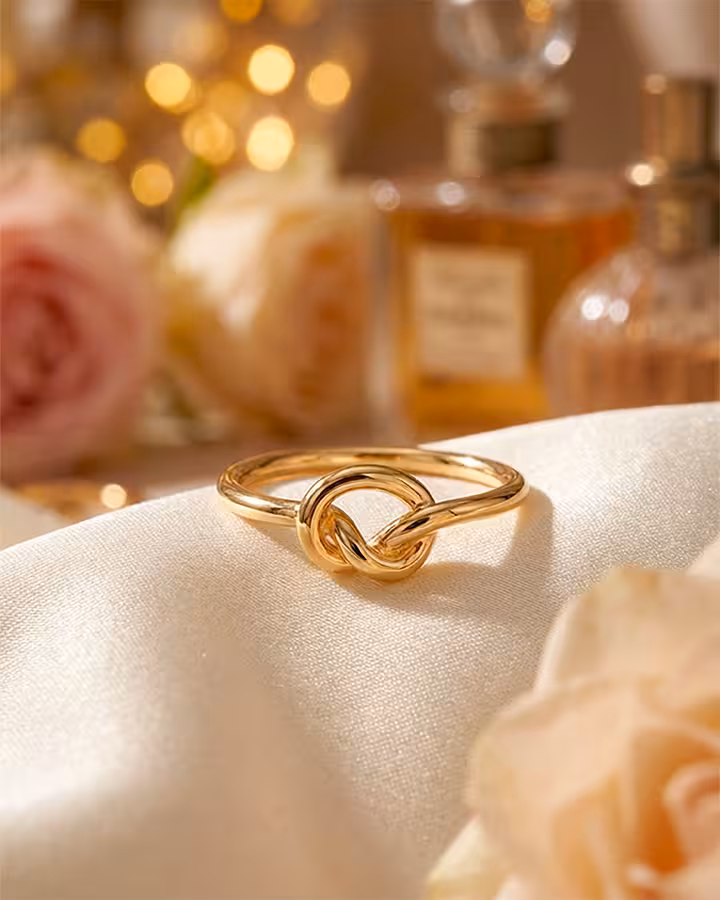 Anillo nudo en oro, foto ambientada - Joyería Cayou