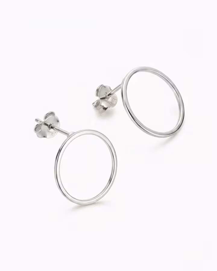 Pendientes de Aro Abierto en Plata, foto de producto - Joyería Cayou