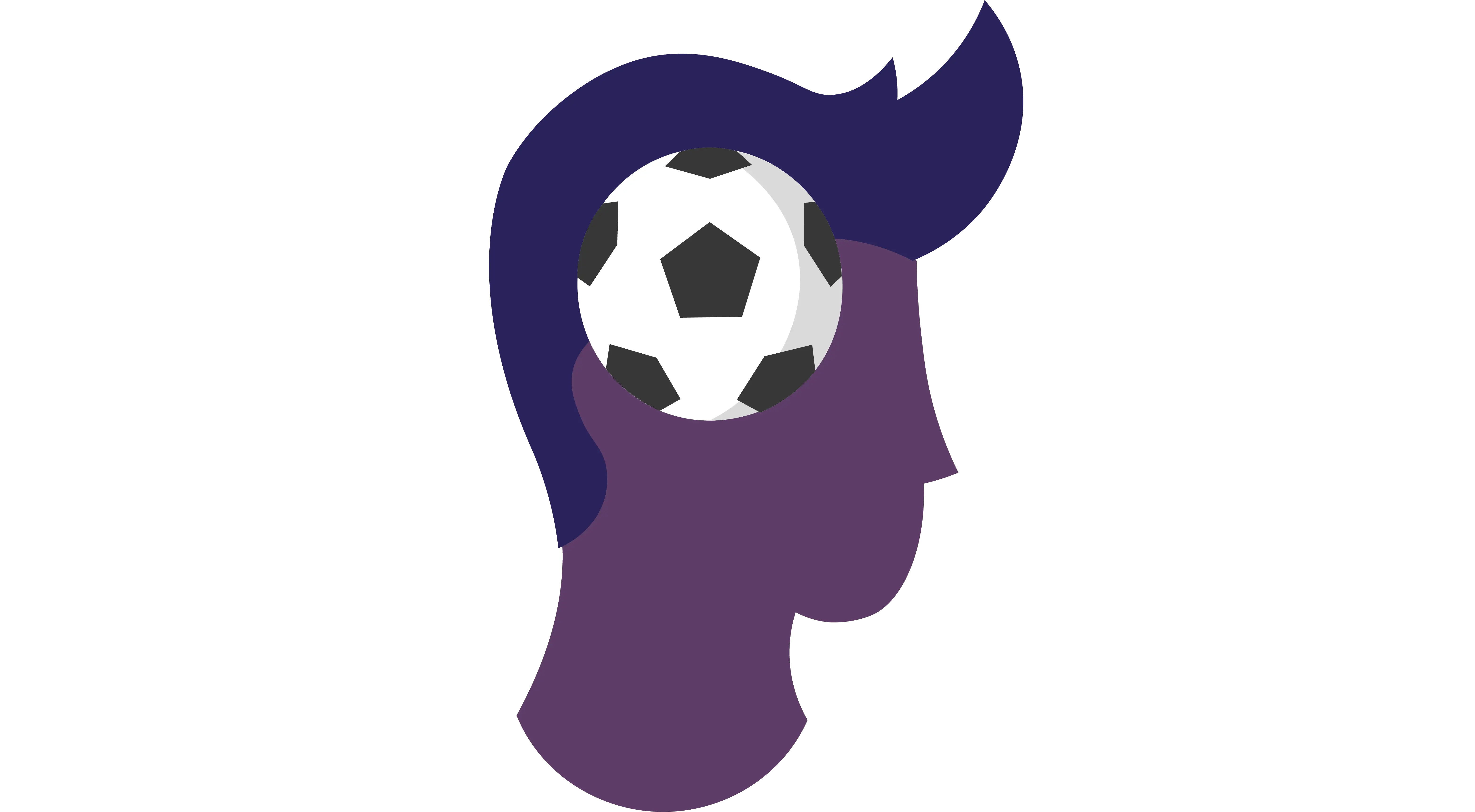 Purple head silhouette with a football at the temple