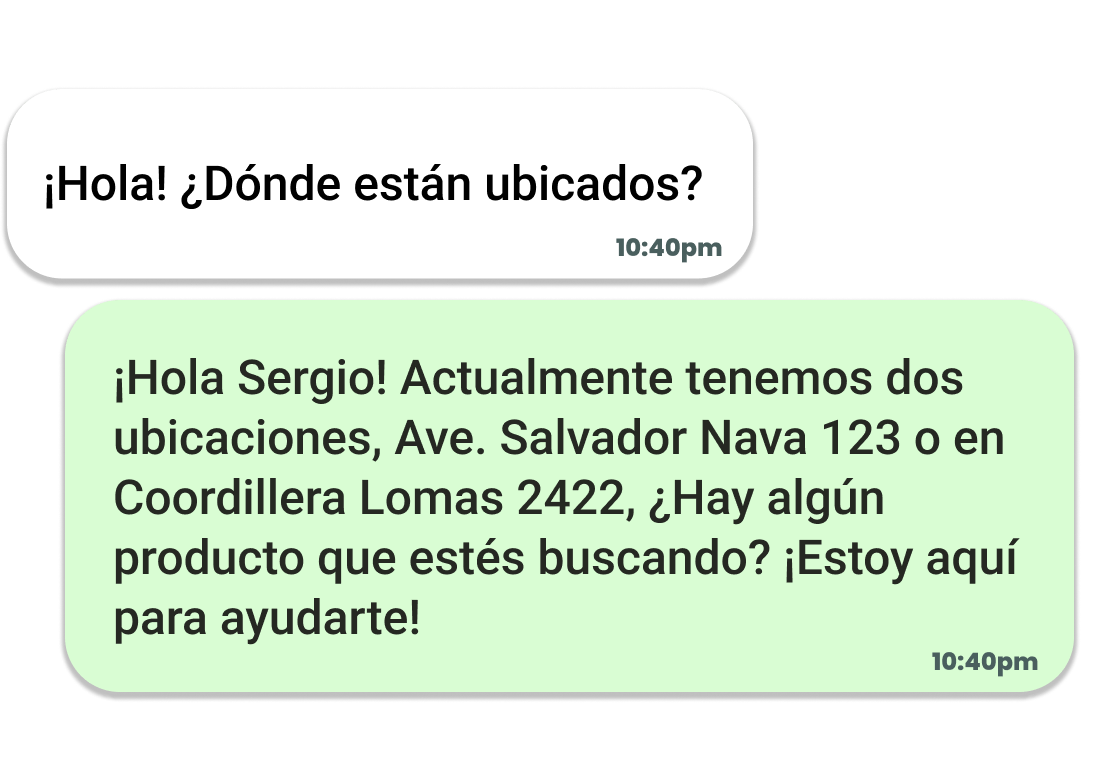 Simulación de conversación entre cliente y agente de IA sobre ubicación, para validar respuestas antes del lanzamiento con Peaking Labs