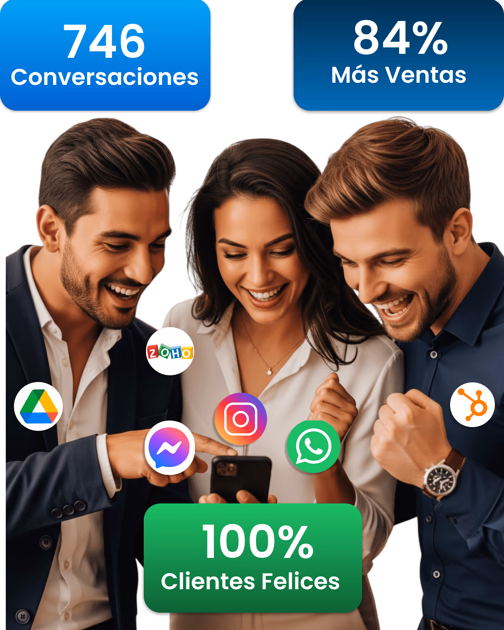 Empresarios usando IA conversacional para vender por WhatsApp, Instagram y CRM con resultados medibles en tiempo real