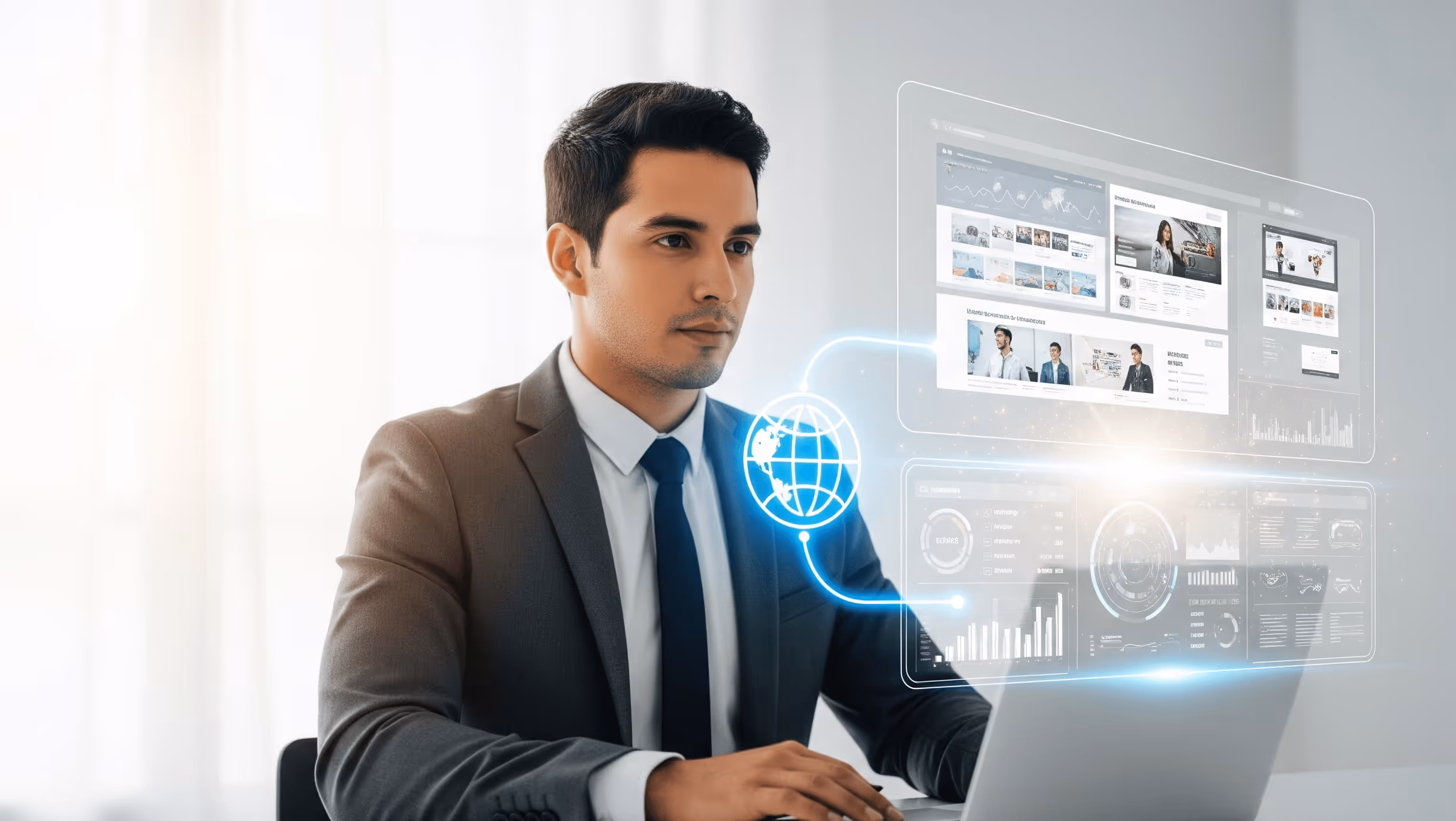 Usuario atendiendo visitantes web conectados a Peaking en un dashboard digital