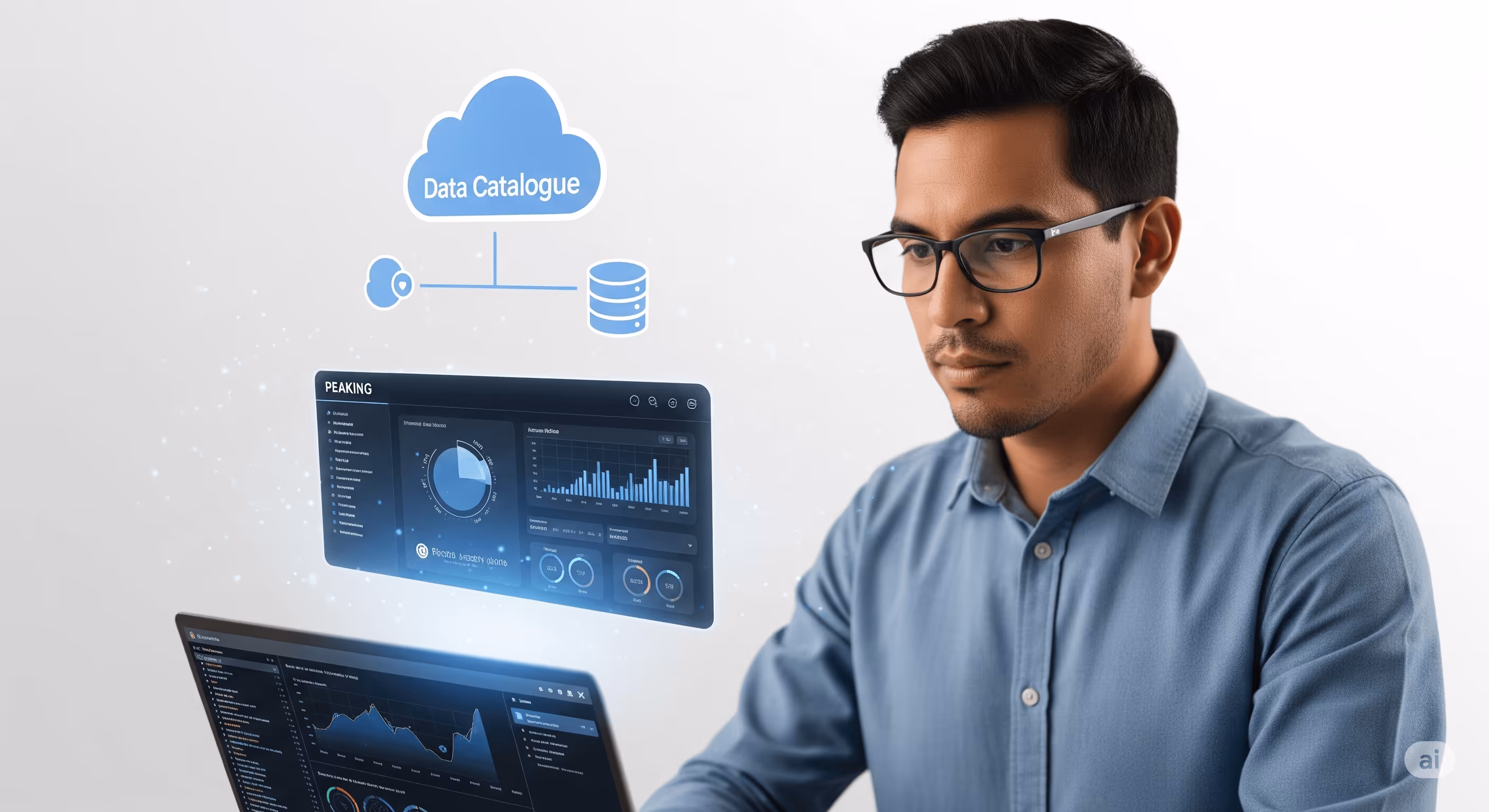 Analista conectando catálogos de datos externos a Peaking para enriquecer conversaciones