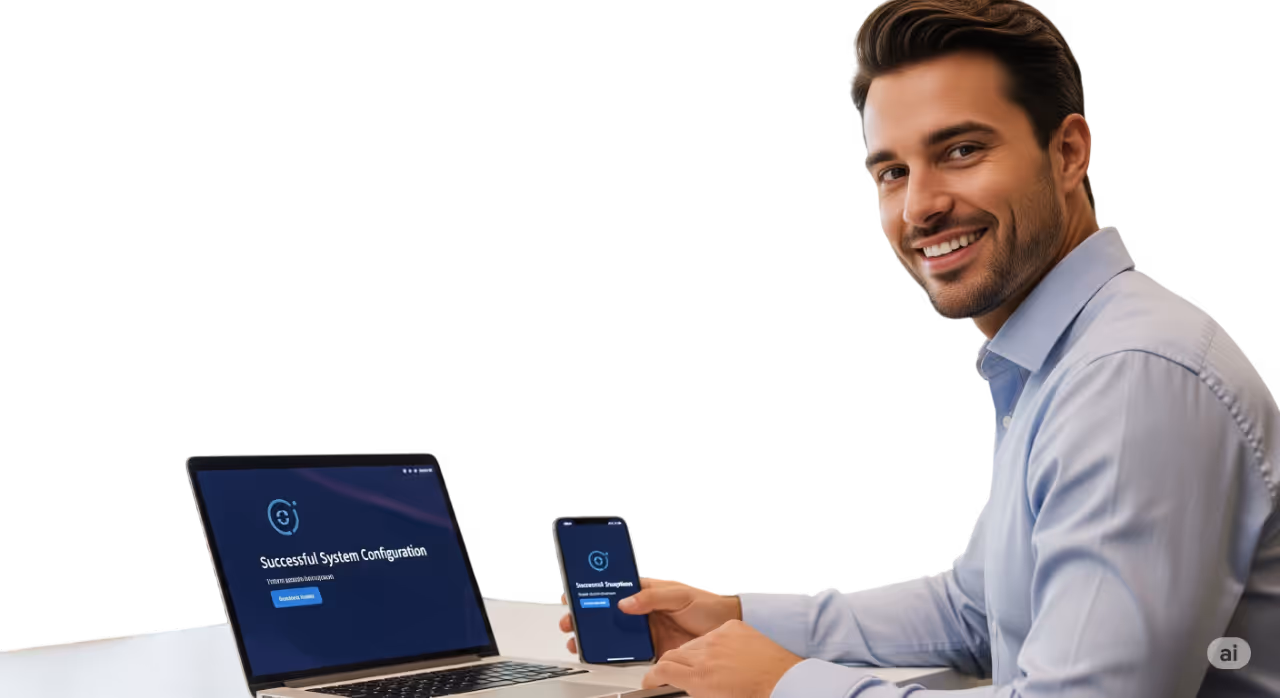 Profesional usando laptop con integración de WhatsApp en un dashboard digital de Peaking