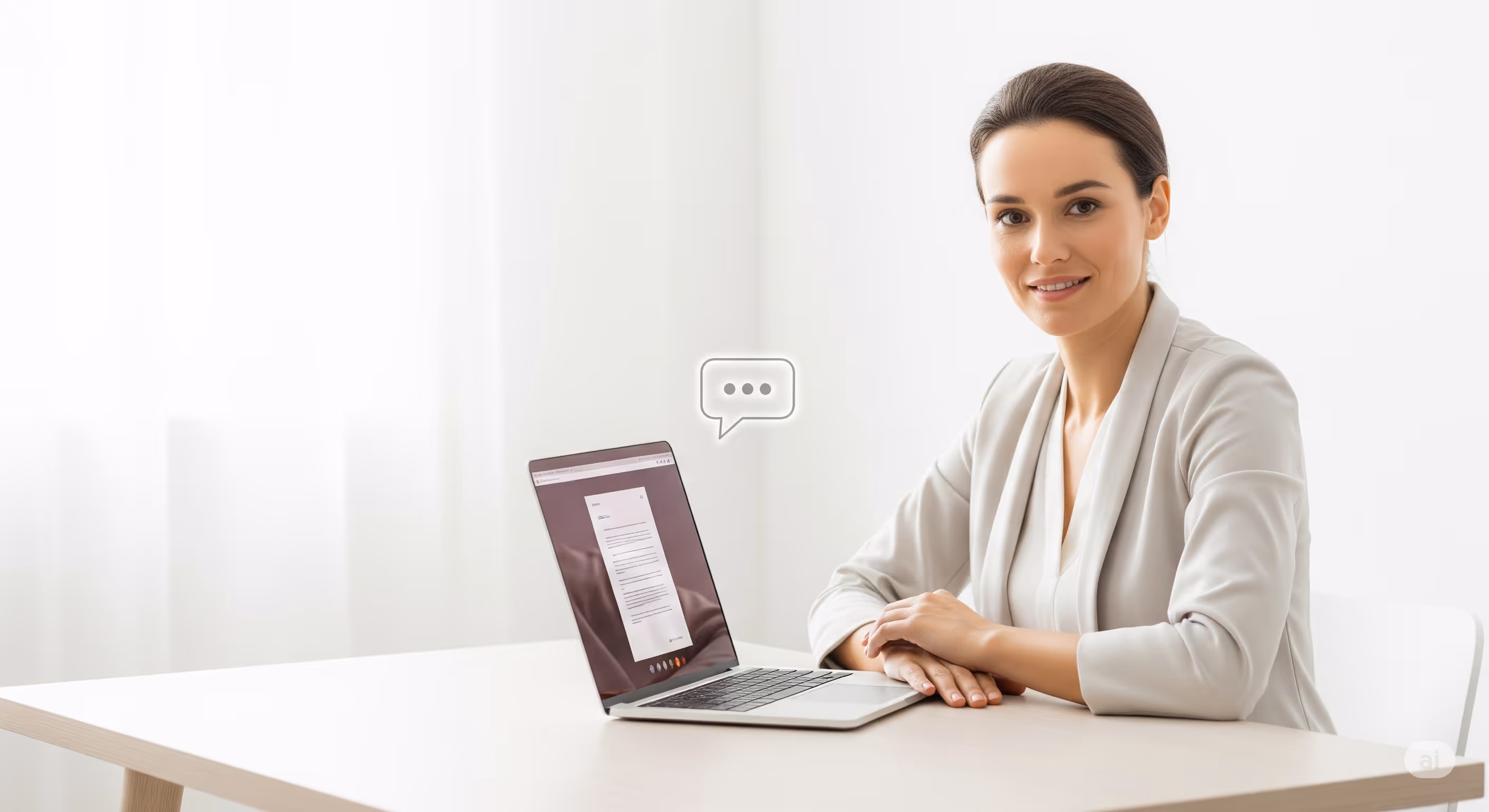 Asistente notarial ofreciendo atención clara y profesional a clientes desde WebChat en la página web