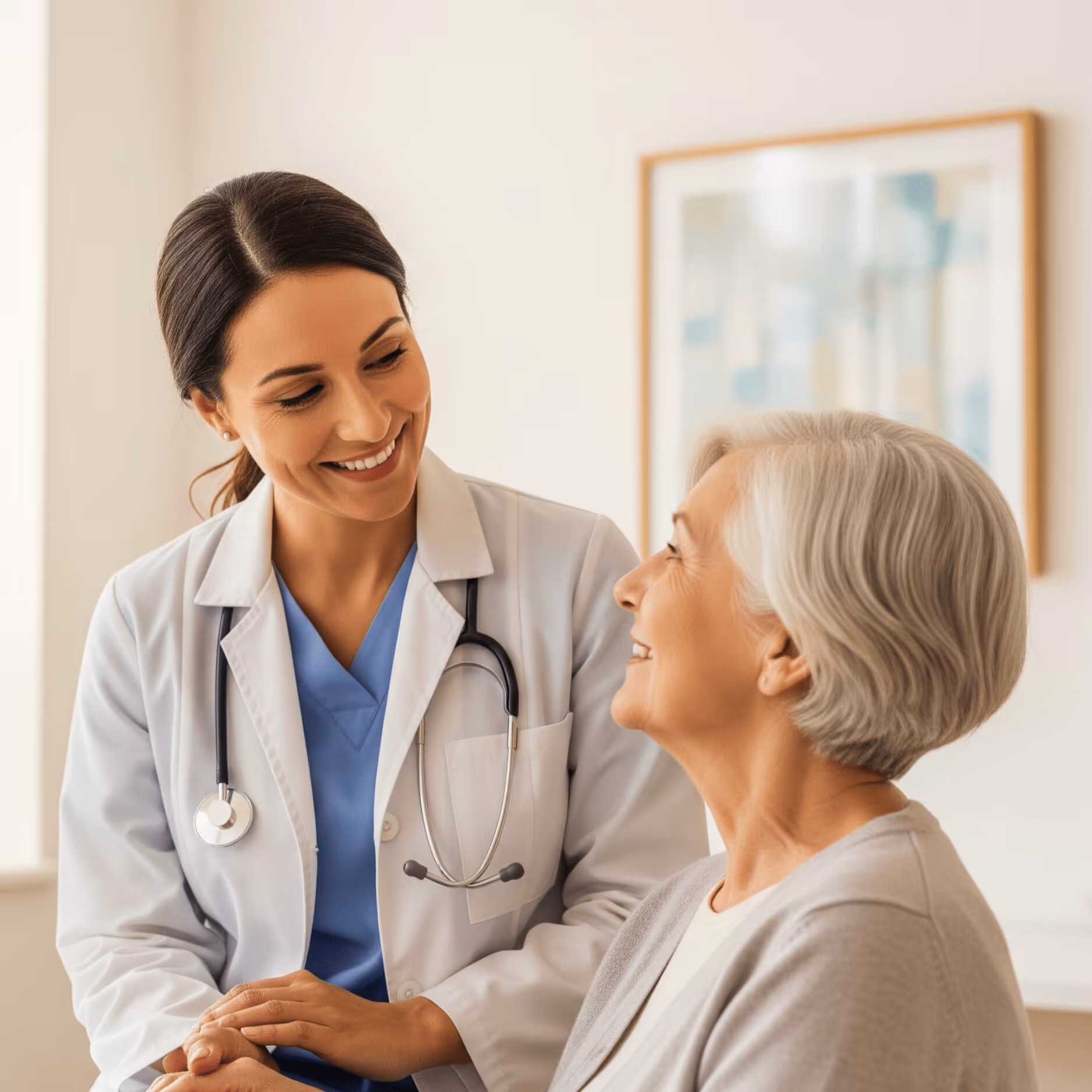 Médico atendiendo paciente con apoyo de Peaking, inteligencia artificial que optimiza tiempo y confianza en consultorios de salud.