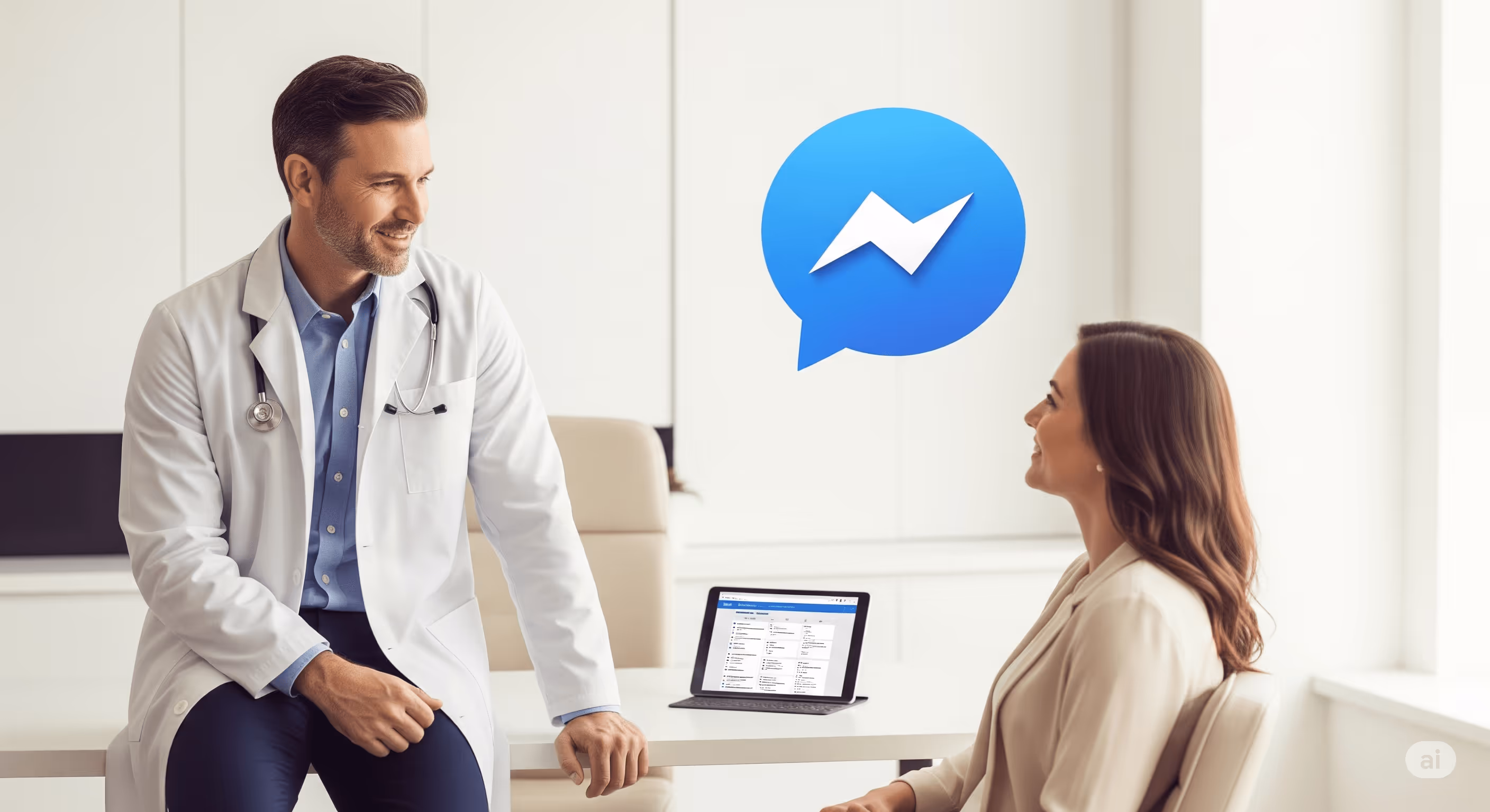 Médico usando Peaking para atender consultas médicas en Messenger.