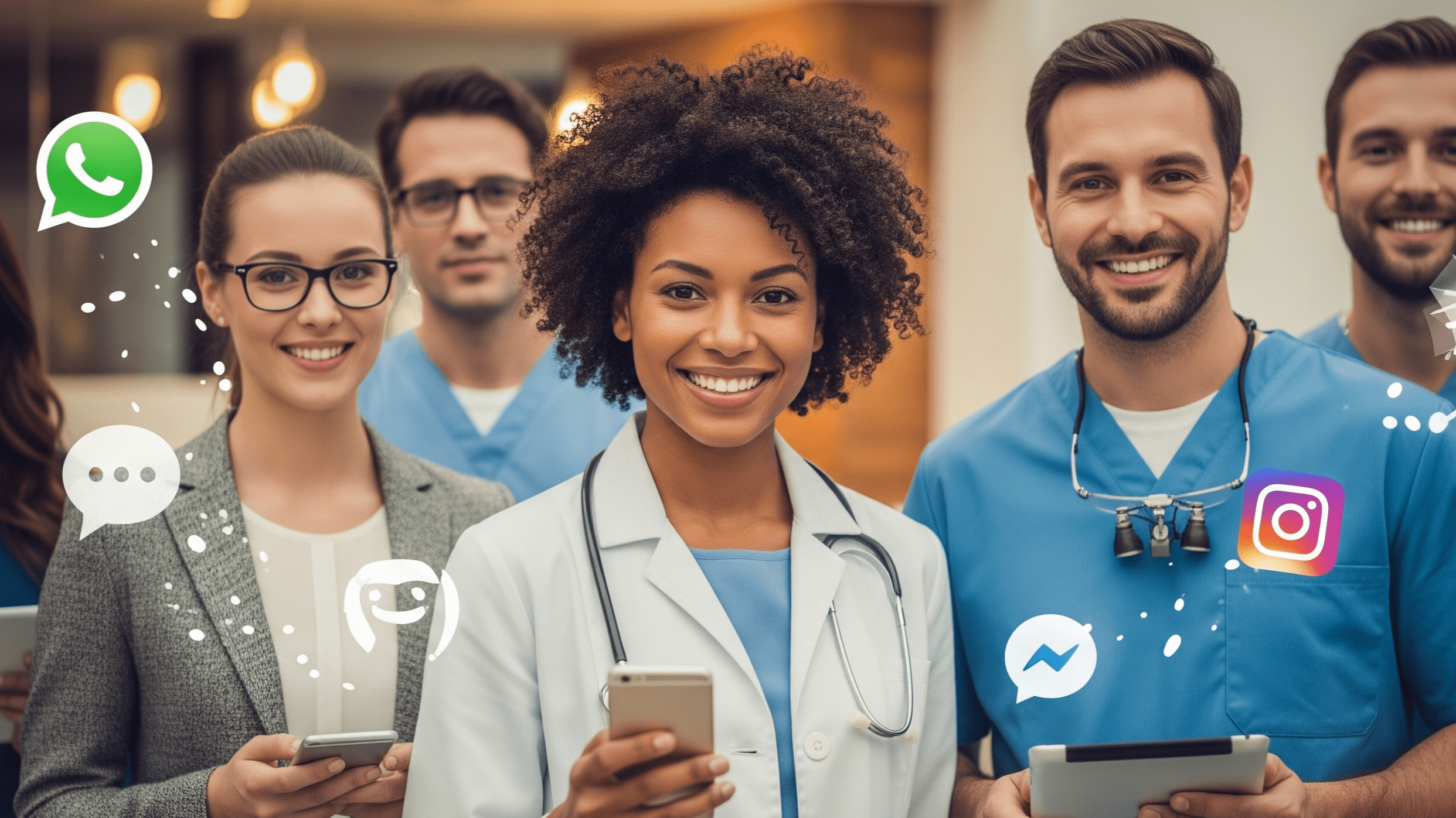 Profesionales de la salud conectados con pacientes a través de WhatsApp, Messenger, Instagram y WebChat con Peaking.